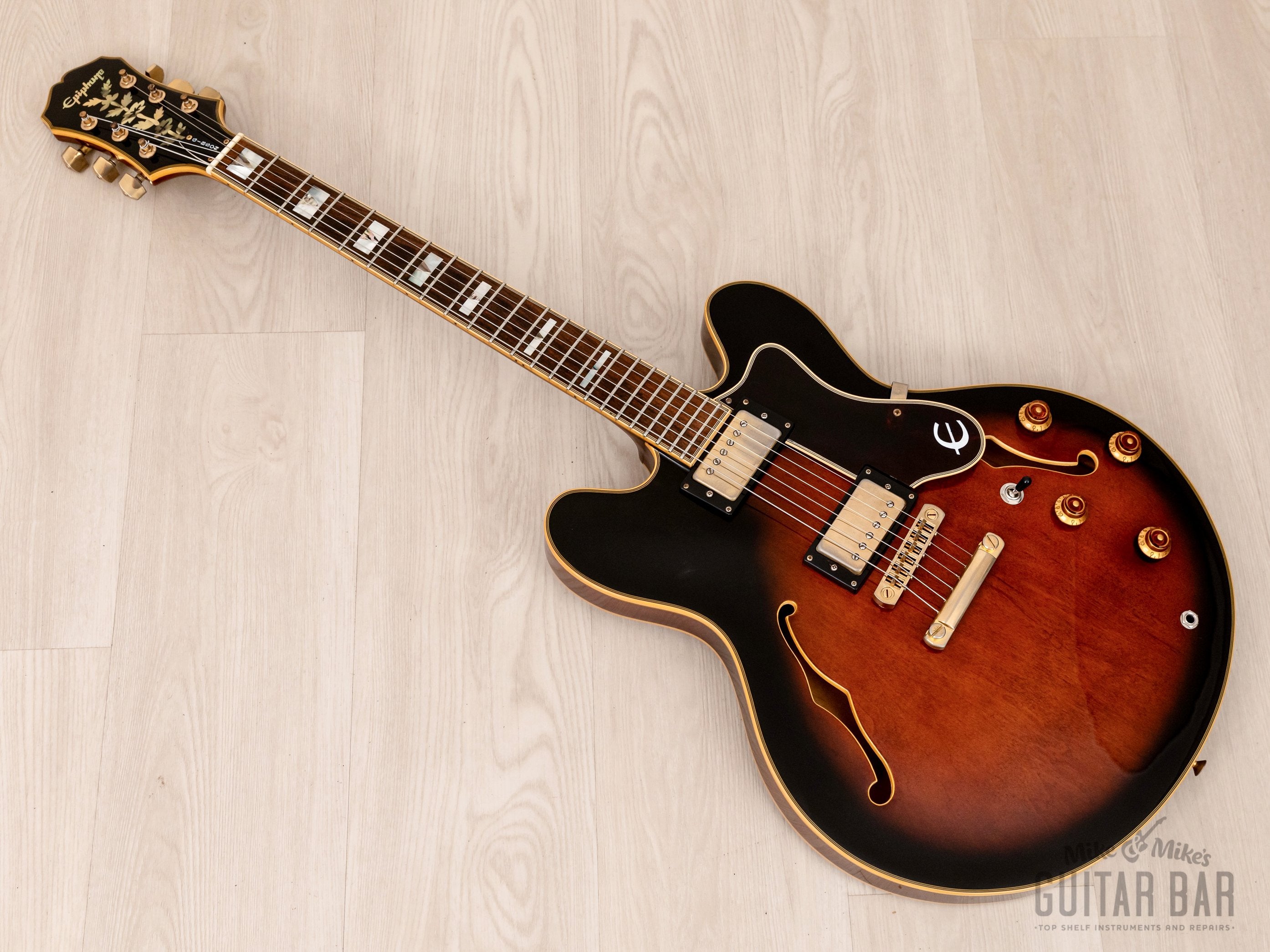 1995 Epiphone Sheraton II Semi-Hollow Guitar Tobacco Sunburst w/ Case, Hangtags