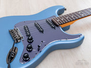 Body close-up with three single coils and dark pickguard