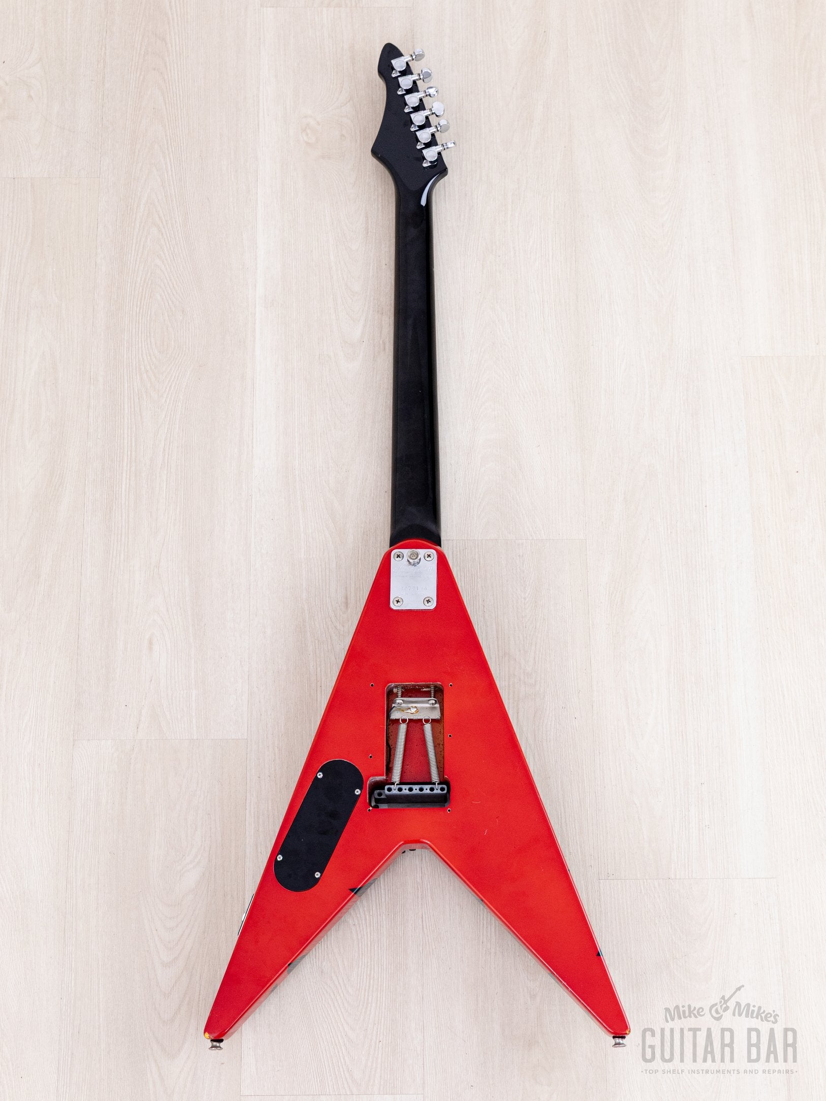 1980s Aria Pro II XX Deluxe Flying V Partscaster Orange With Black Zeb
