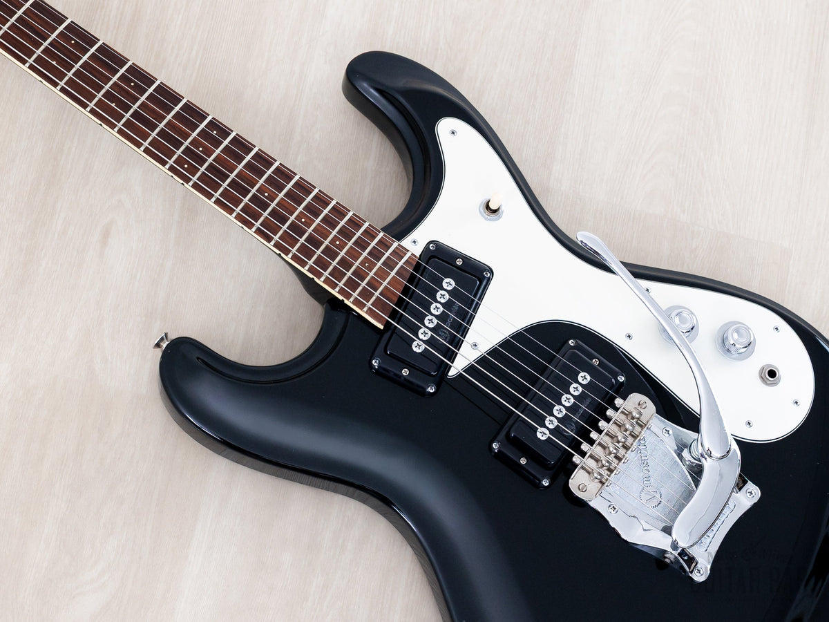 Firstman Mosrite Ventures Model body and pickups, angled