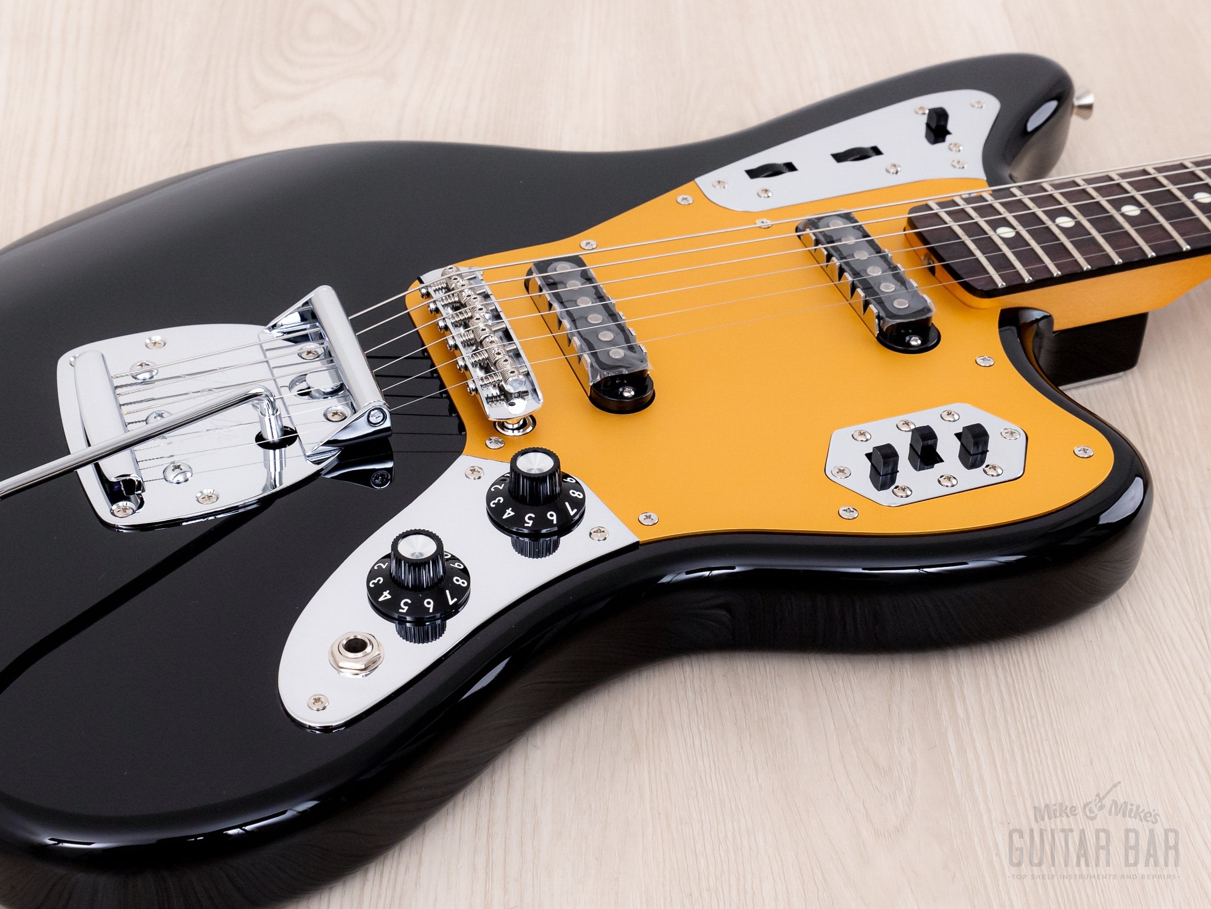 2024 Fender Traditional II 60s Jaguar Black w/ Gold Guard, Ishibashi F