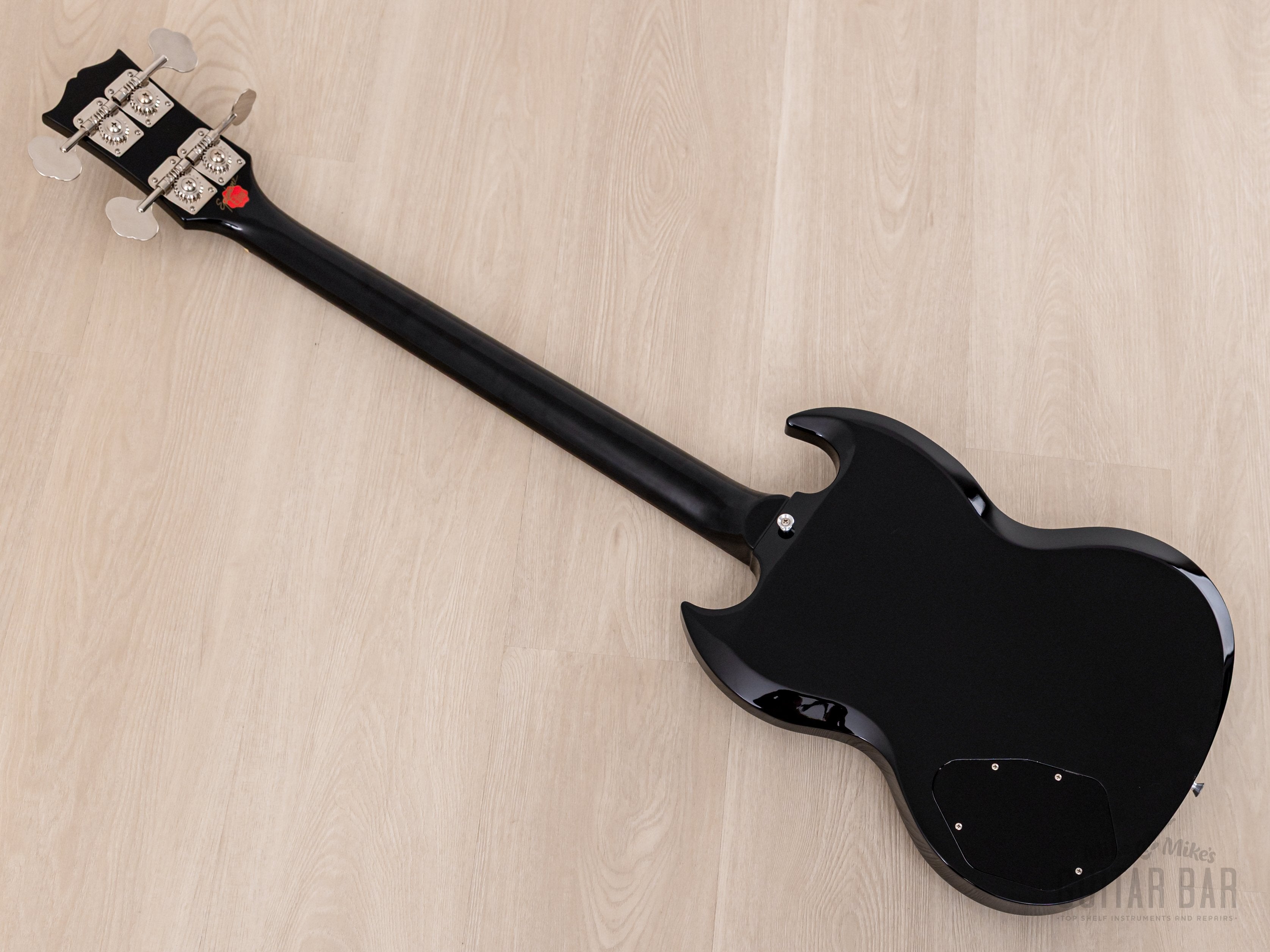 2002 Epiphone Elite EB-3 Short Scale Bass Ebony w/ Open Book Headstock, GIbson USA Pickups, Case & Hangtag, Japan