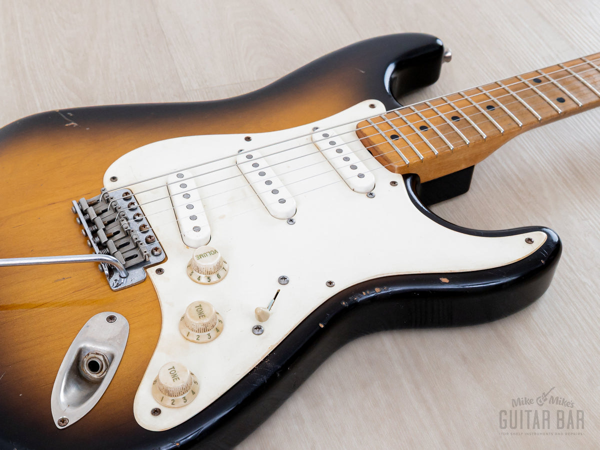 2018 Danocaster S-style '56 Sunburst Relic, body close-up