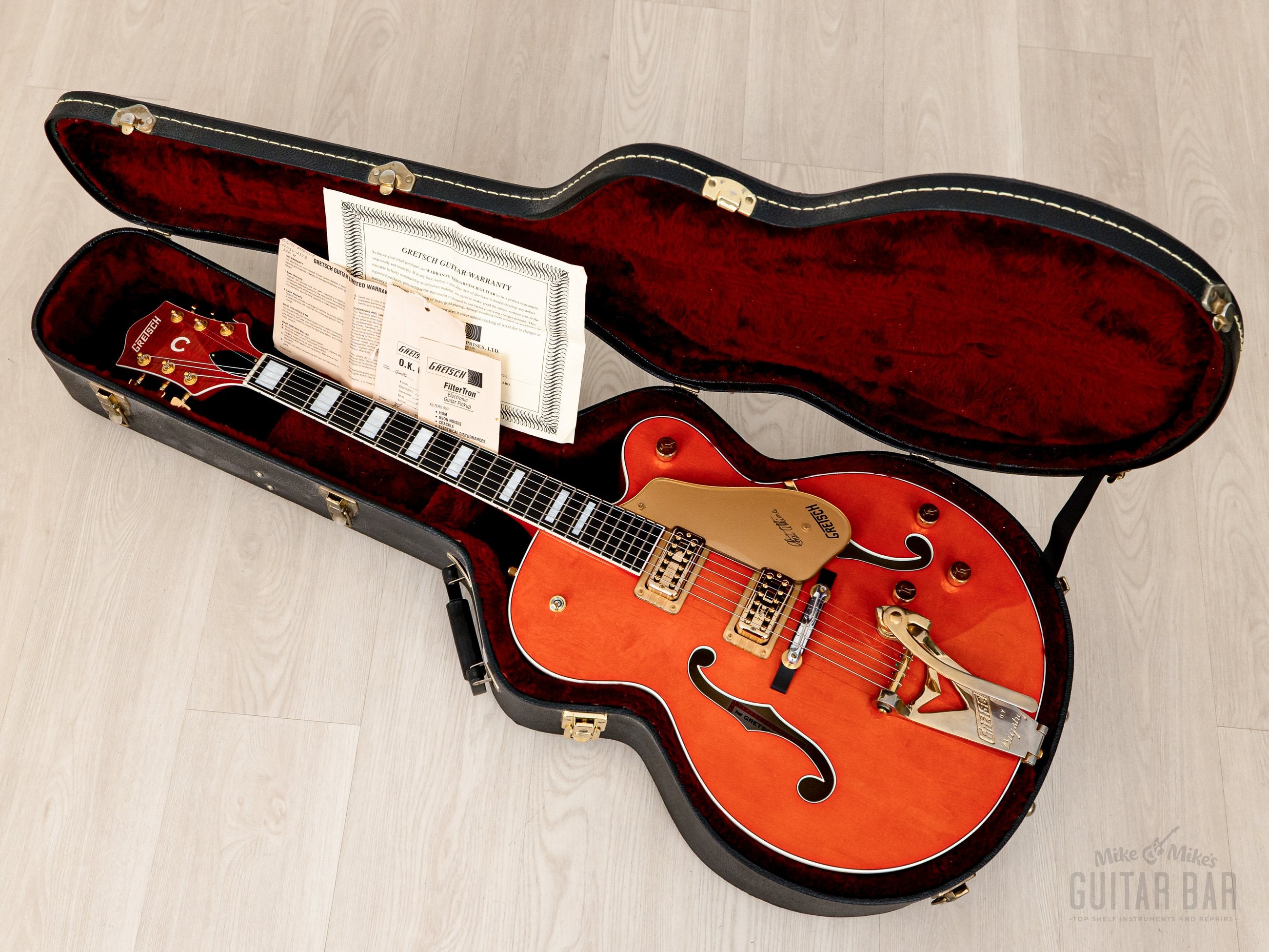 2000 Gretsch G6120 Western Orange w/ TV Jones, Tru-Arc, Case, Tags & COA