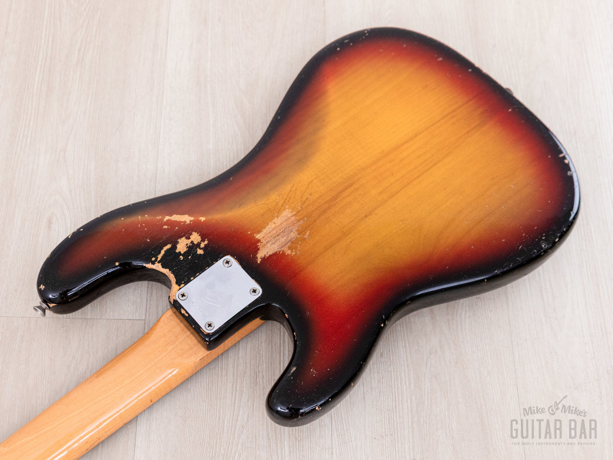 1971 Fender Precision Bass back of body and neck plate close-up