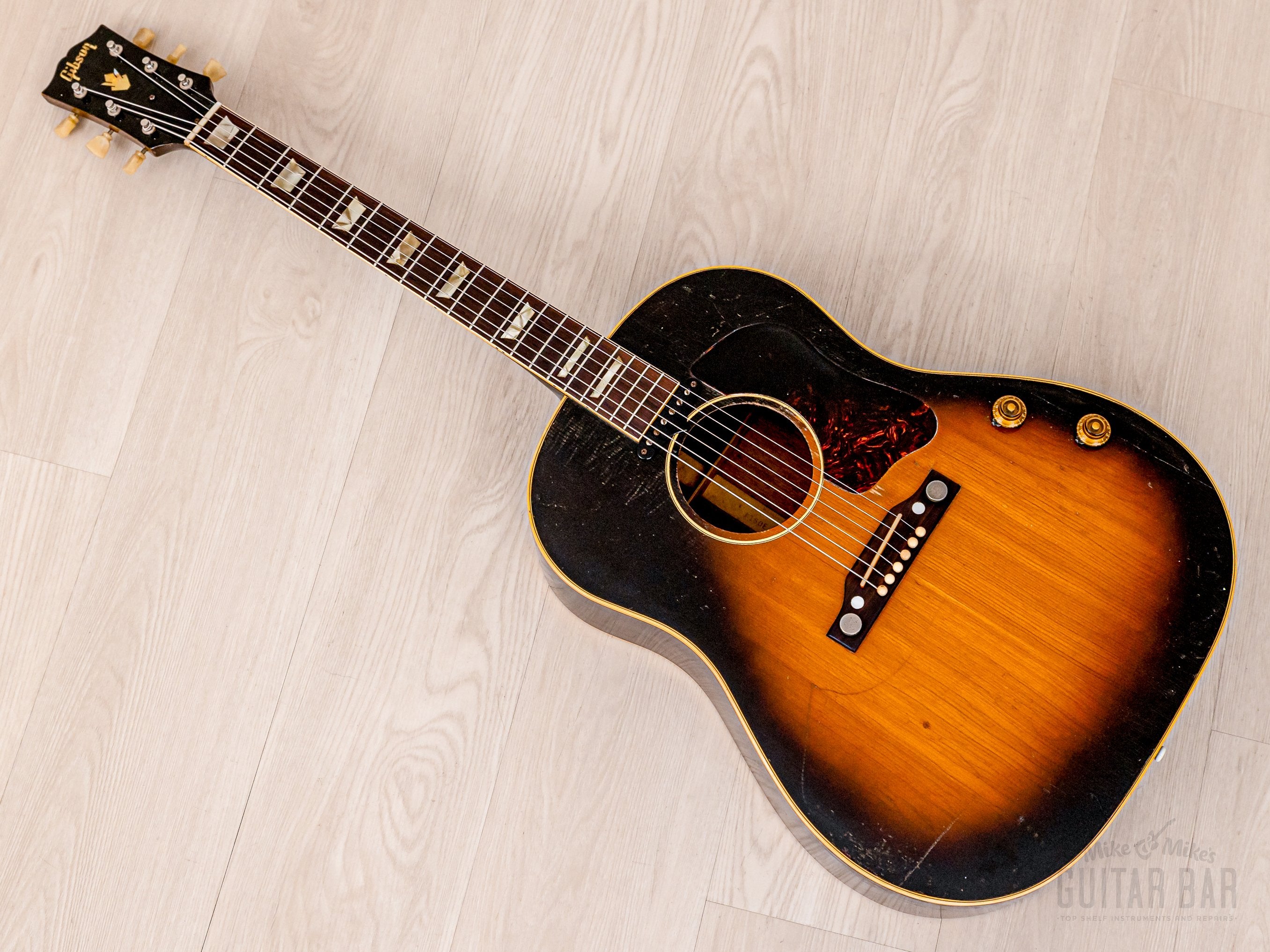 1955 Gibson J-160E Vintage Acoustic Electric Guitar Solid Top/Back w/ P-90 & Case