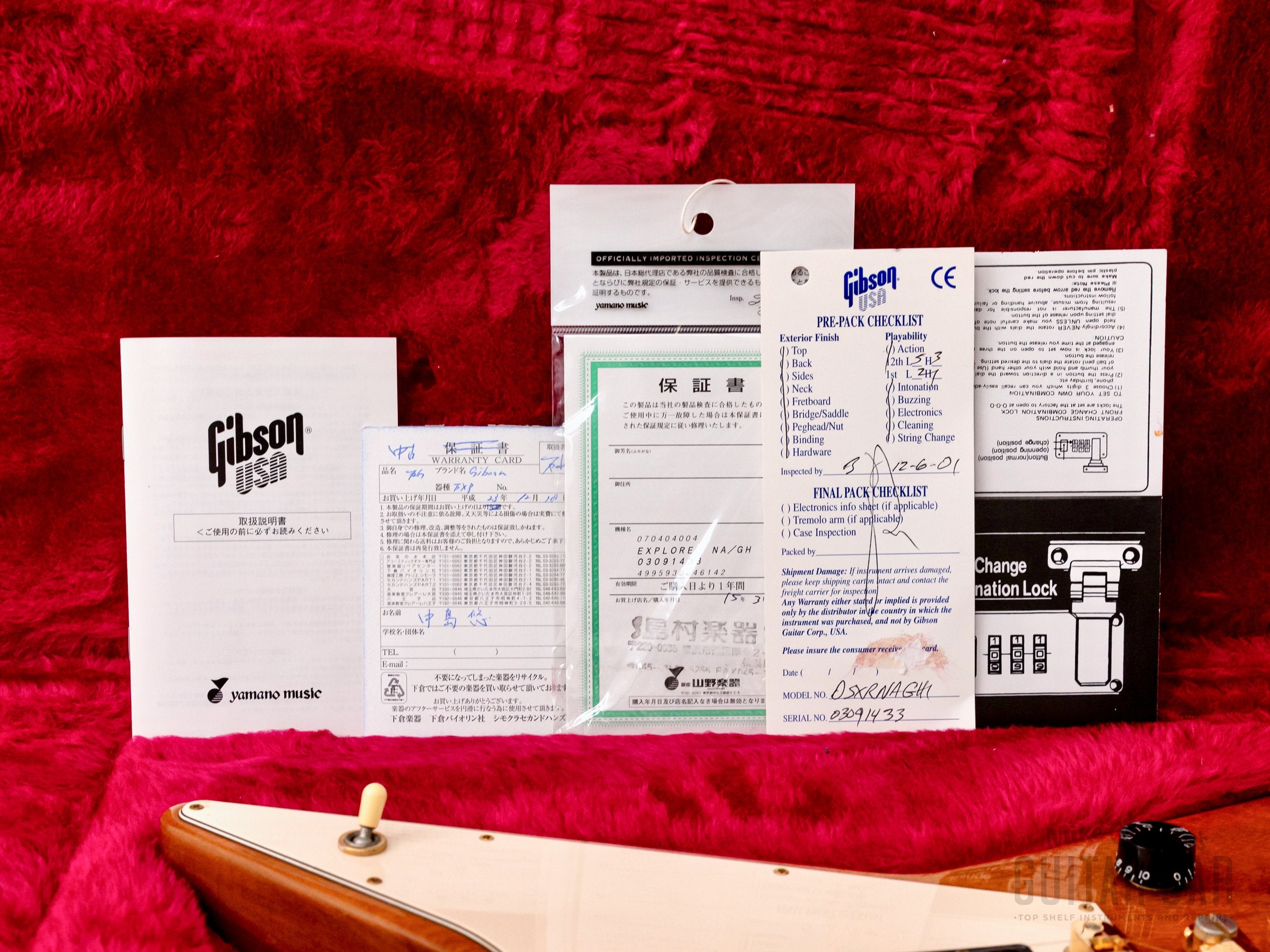 2001 Gibson Limited Edition Explorer '76 Vintage Reissue Natural w/ Case & Tags, Yamano
