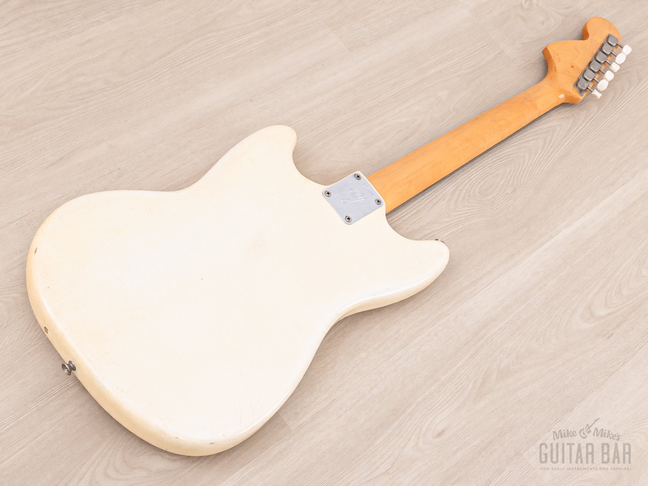 1966 Fender Mustang Vintage Offset Electric Guitar Olympic White 100% Original w/ Slab Brazilian Board, Case