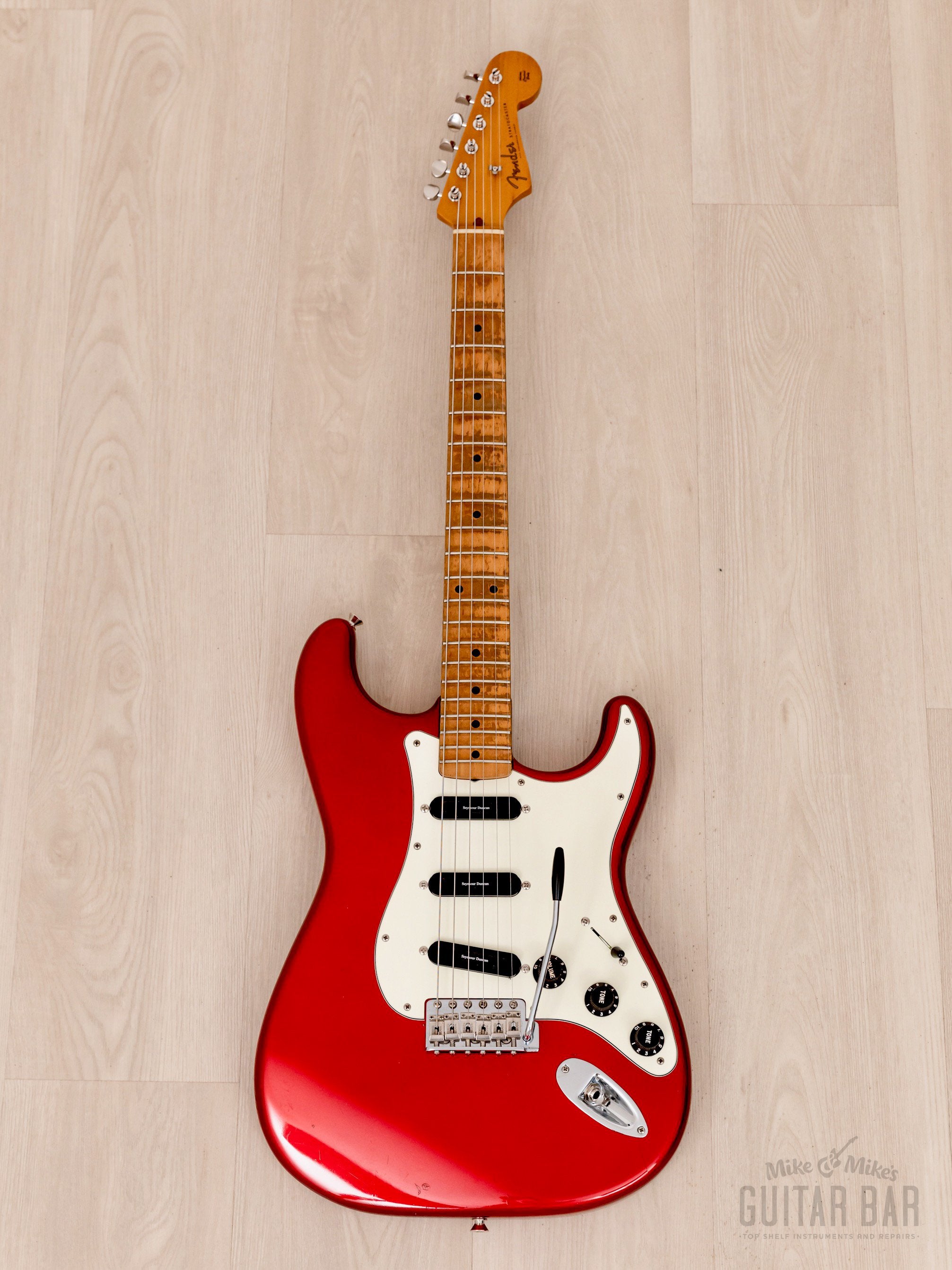 1990 Fender Order Made Stratocaster Scalloped Fretboard, Candy Apple Red w/ Seymour Duncan Hot Rails, Japan MIJ Fujigen