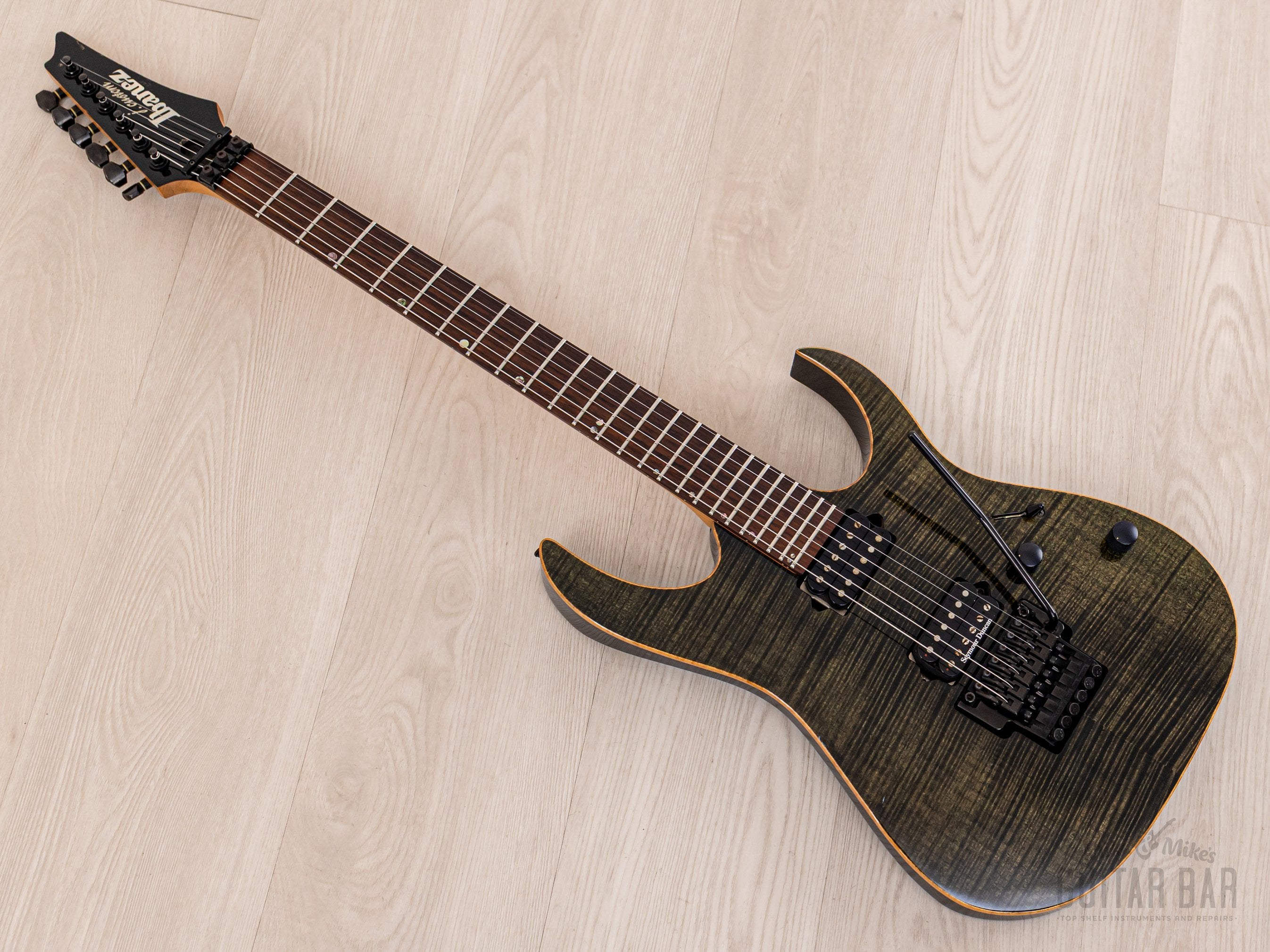 1996 Ibanez J Custom RG1702 Silky Black, AAAA Flame Maple w/ Seymour Duncan & Case, Japan Fujigen