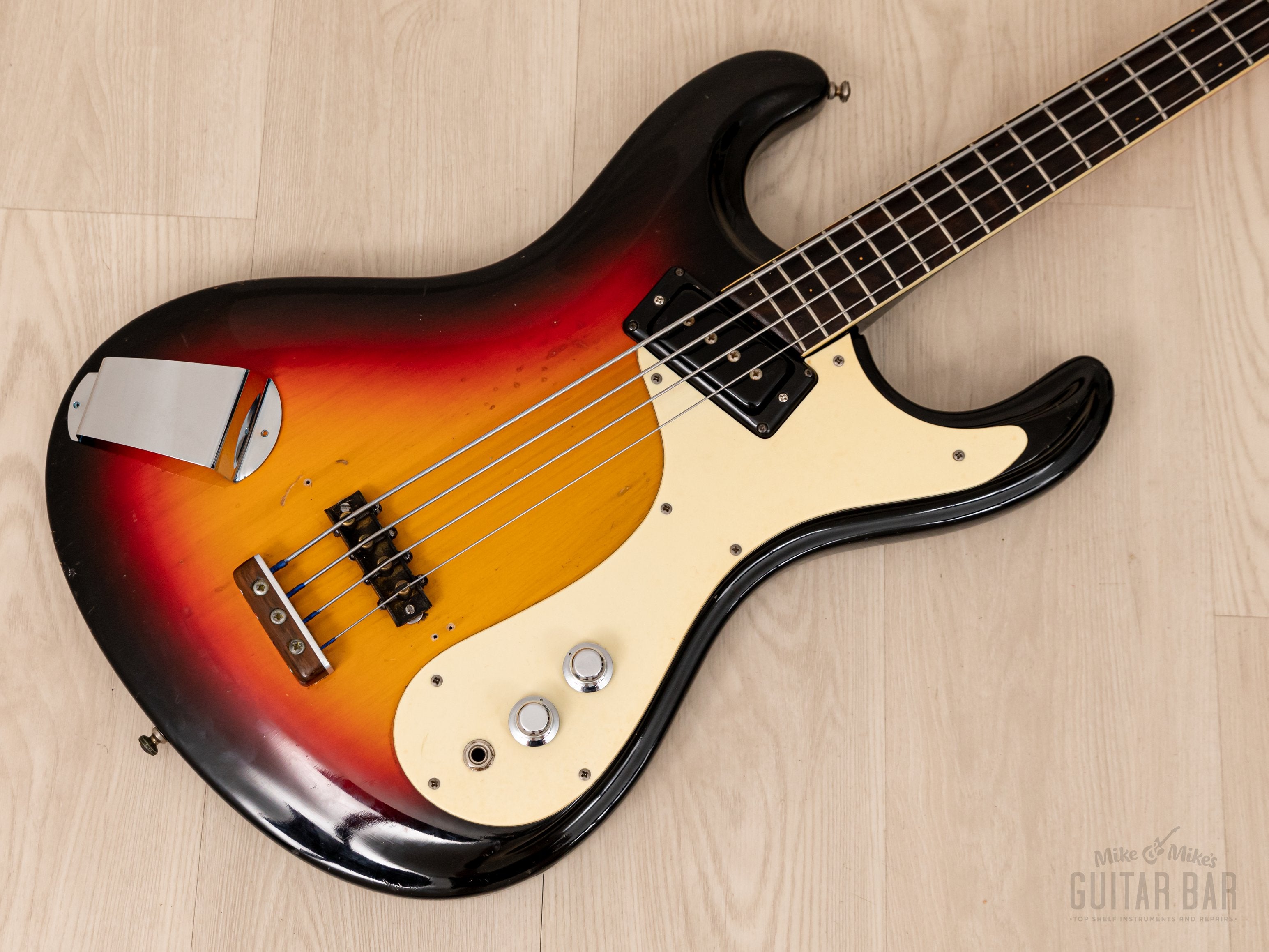 1965 Mosrite Ventures Model Vintage Short Scale Bass Sunburst, 100% Original w/ Case