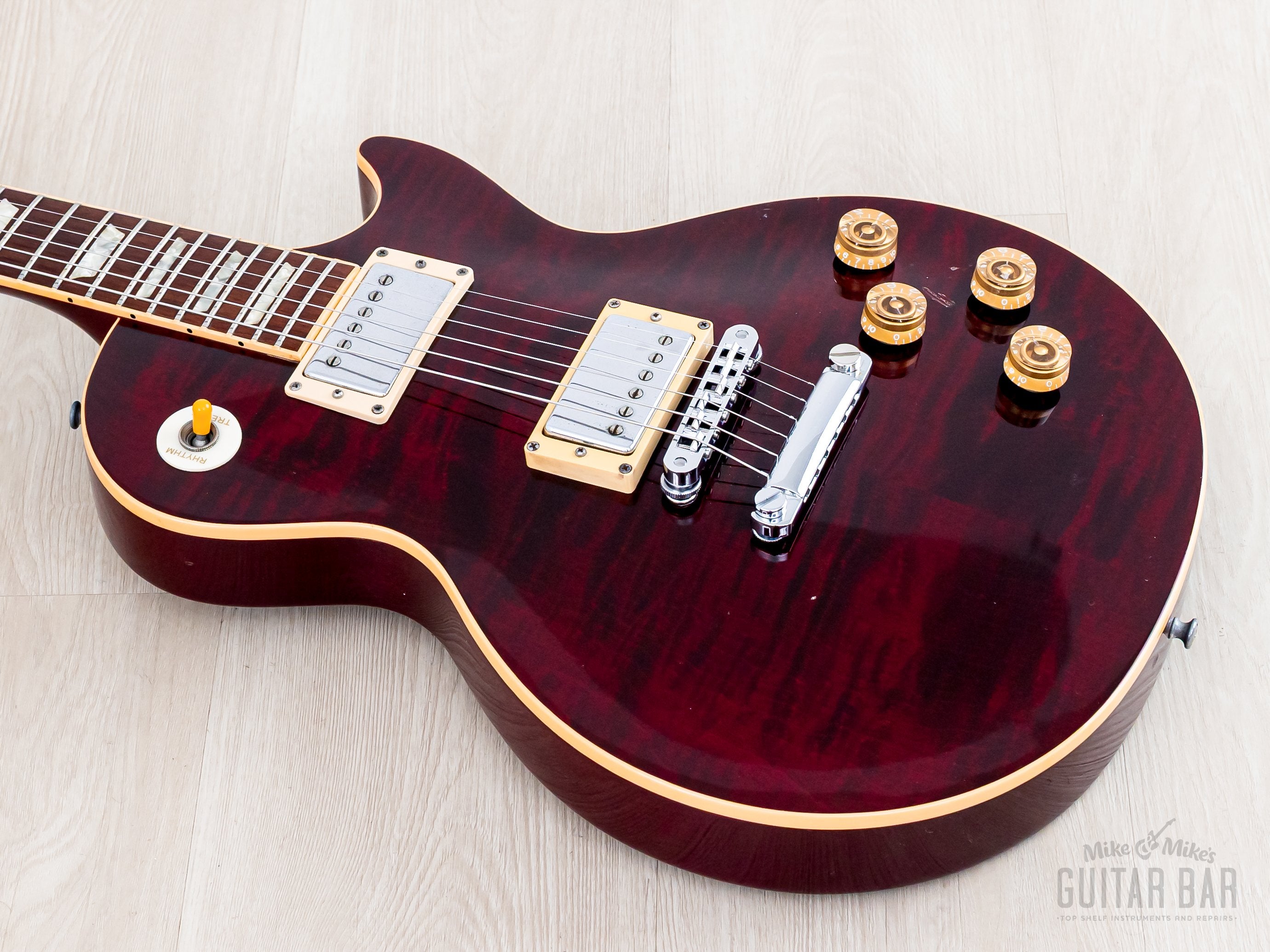 1996 Gibson Les Paul Standard Flame Top Wine Red One-Piece Body, 100%