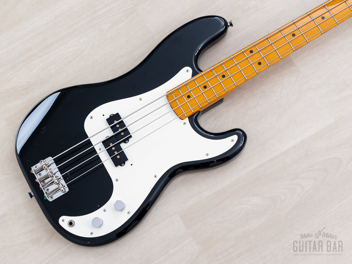 2002 Fender '57 Precision Bass PB57-53 Black, angled front view