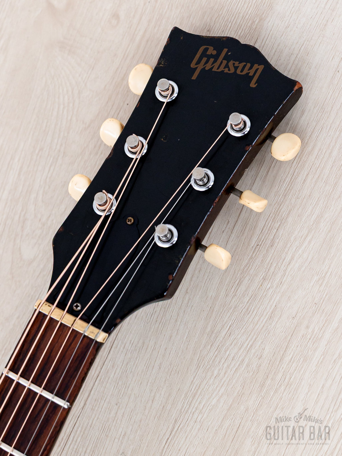 1967 Gibson B-25 headstock front with Gibson logo