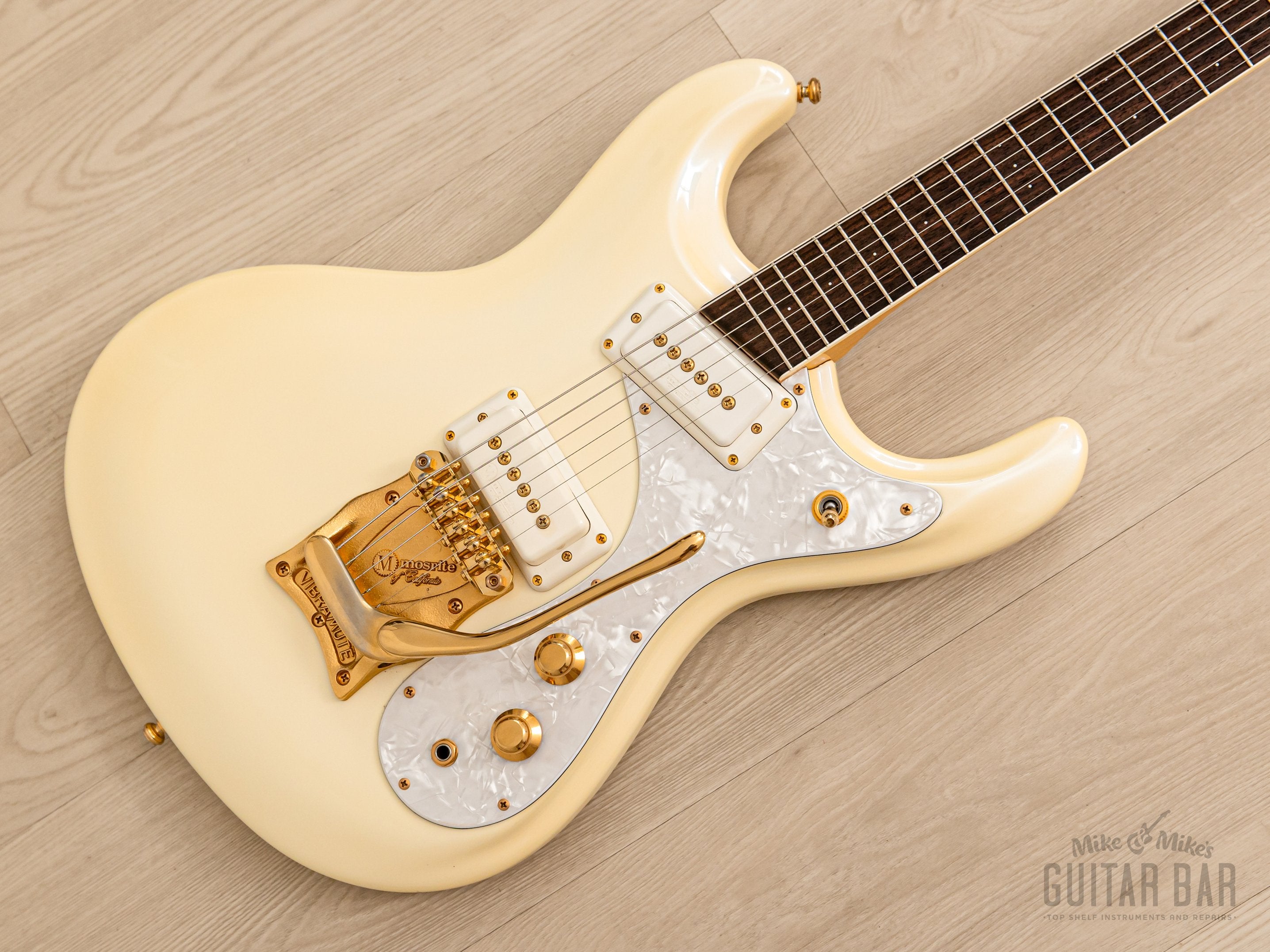 2000s Mosrite Ventures Model Super Custom '65 Pearl White w/ Gold Hardware, Vibramute & Case, Japan Kurokumo