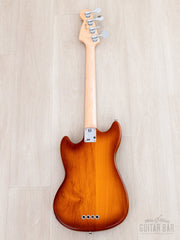 Full back of Honey Burst Mustang Bass, maple neck