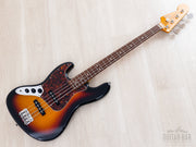 left-handed Fender Jazz Bass front diagonal