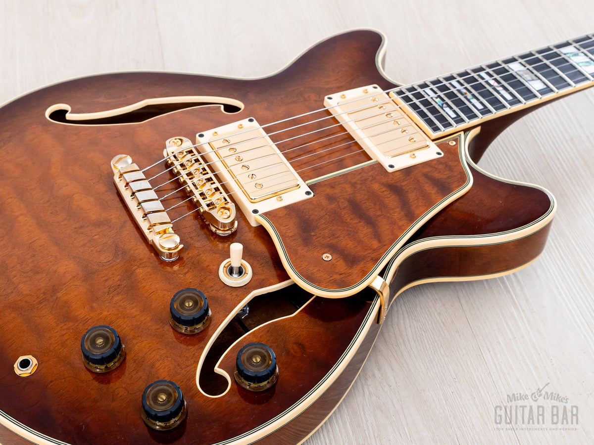 Ibanez AM200 top close-up with pickups, bridge and controls