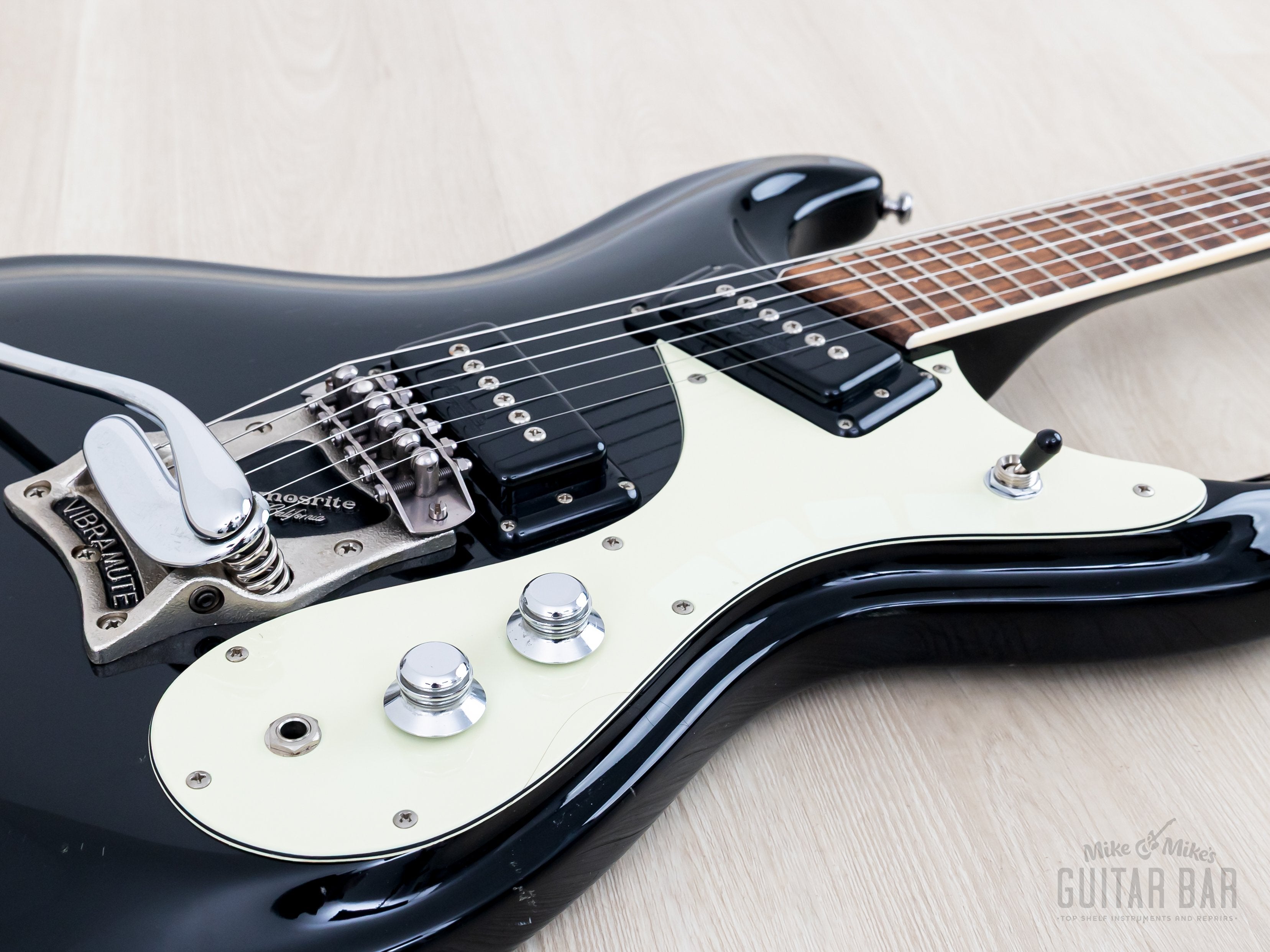 1990s Mosrite Ventures Model Super Custom '65 Black w/ Vibramute & Cas