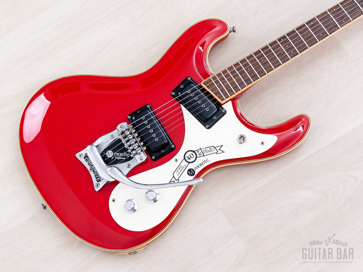 1992 Mosrite 40th Anniversary Ventures Model in Strawberry Red, angled front view