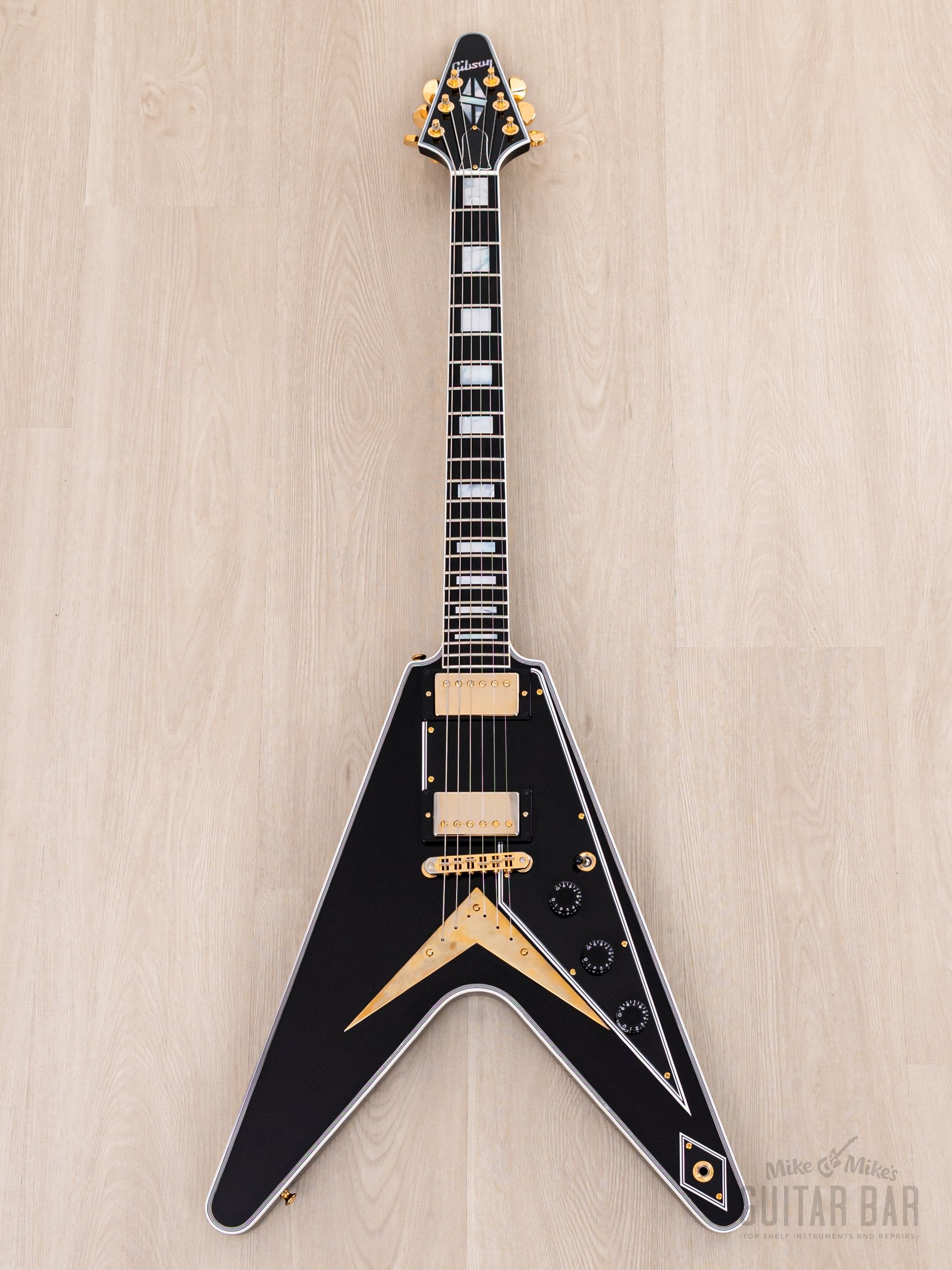 2022 Gibson Custom Shop Flying V Custom Black Beauty w/ Case, Tags & COA