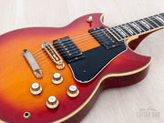 Yamaha SG1000 humbuckers, bridge and gold knobs close-up