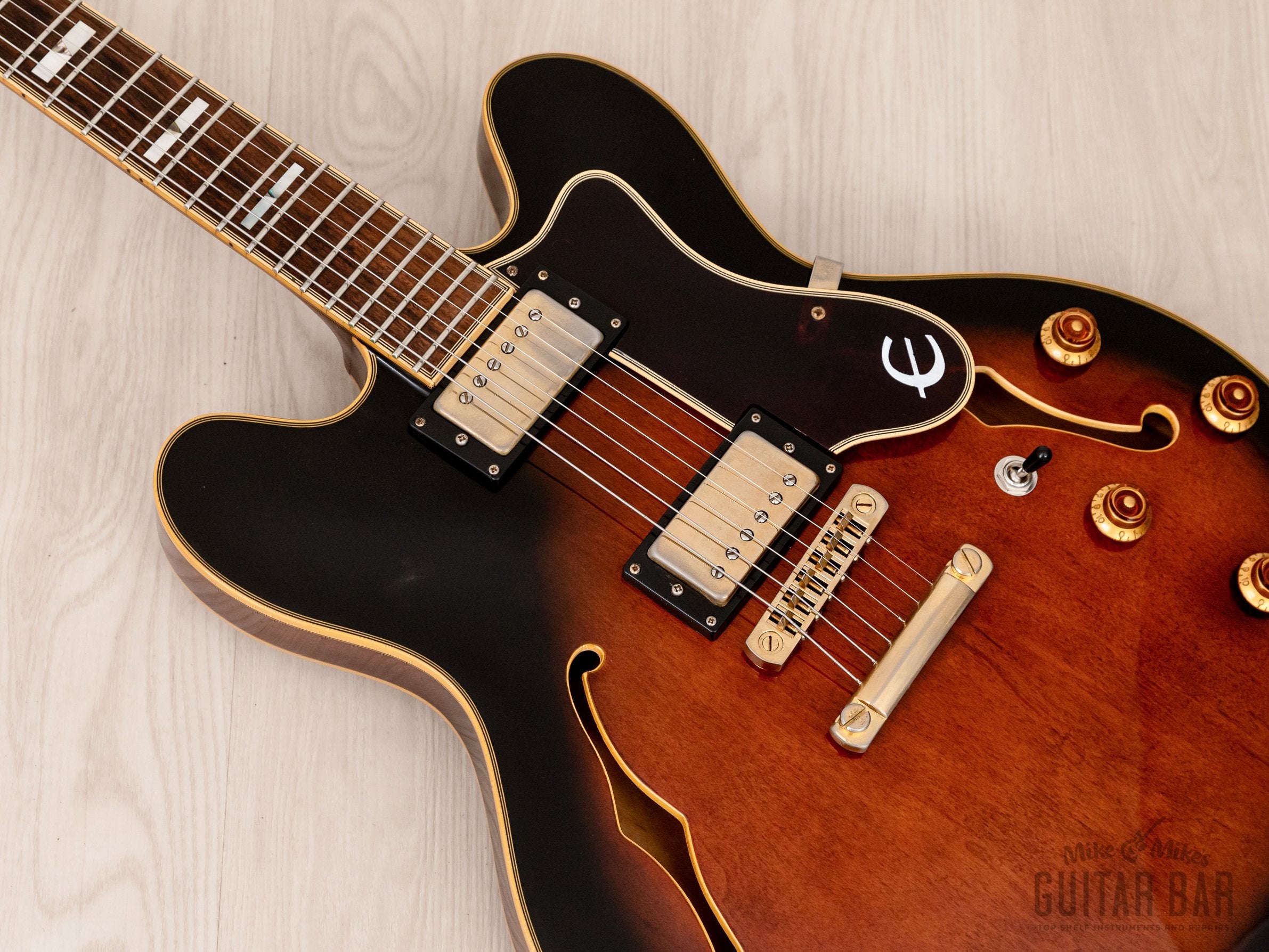 1995 Epiphone Sheraton II Semi-Hollow Guitar Tobacco Sunburst w/ Case, Hangtags