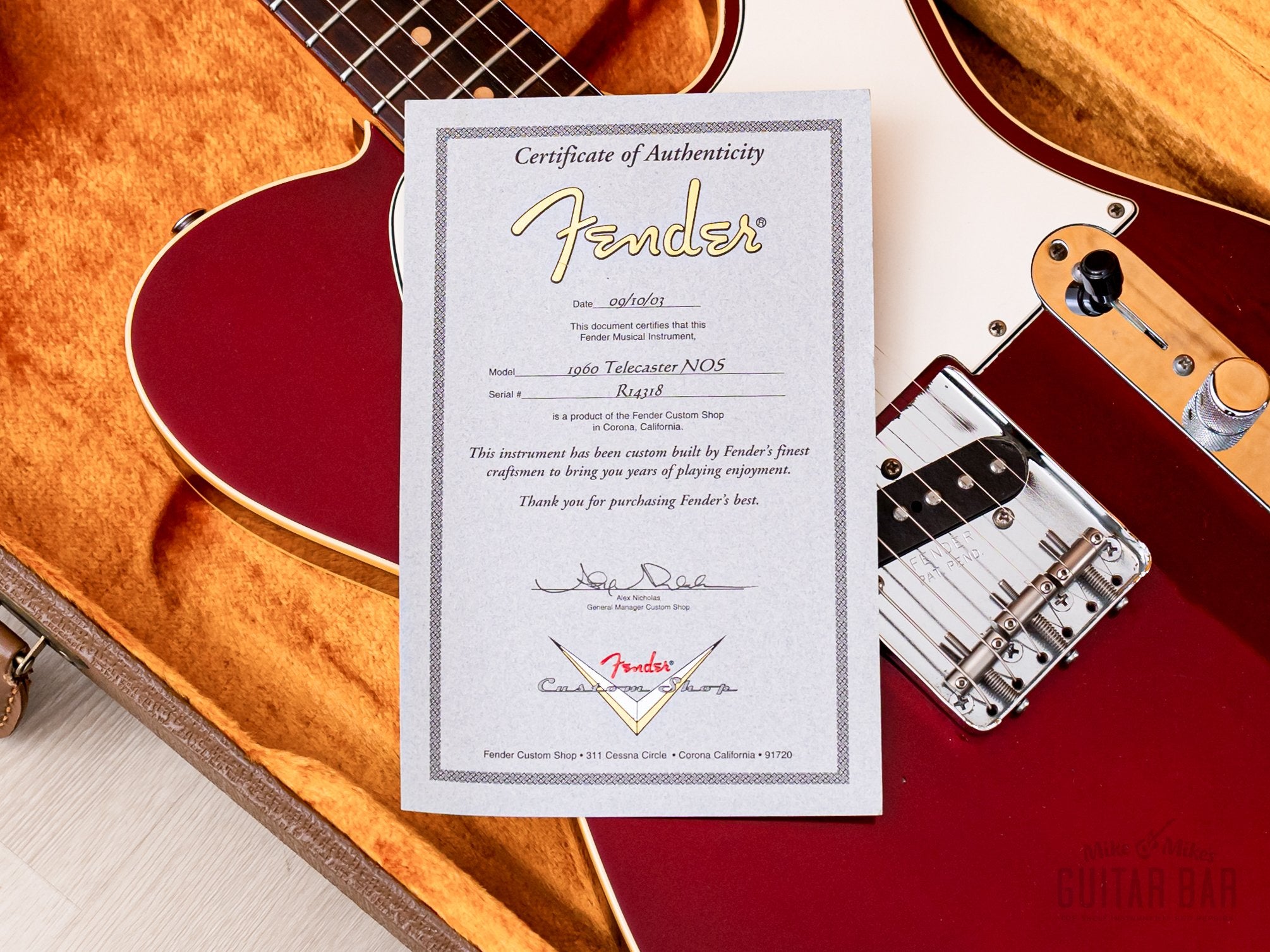 2003 Fender Custom Shop 1960 Telecaster Custom Time Machine Series NOS Candy Apple Red w/ COA, Case, Tags