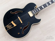 1996 Ibanez PM100 Pat Metheny angled front view, black finish