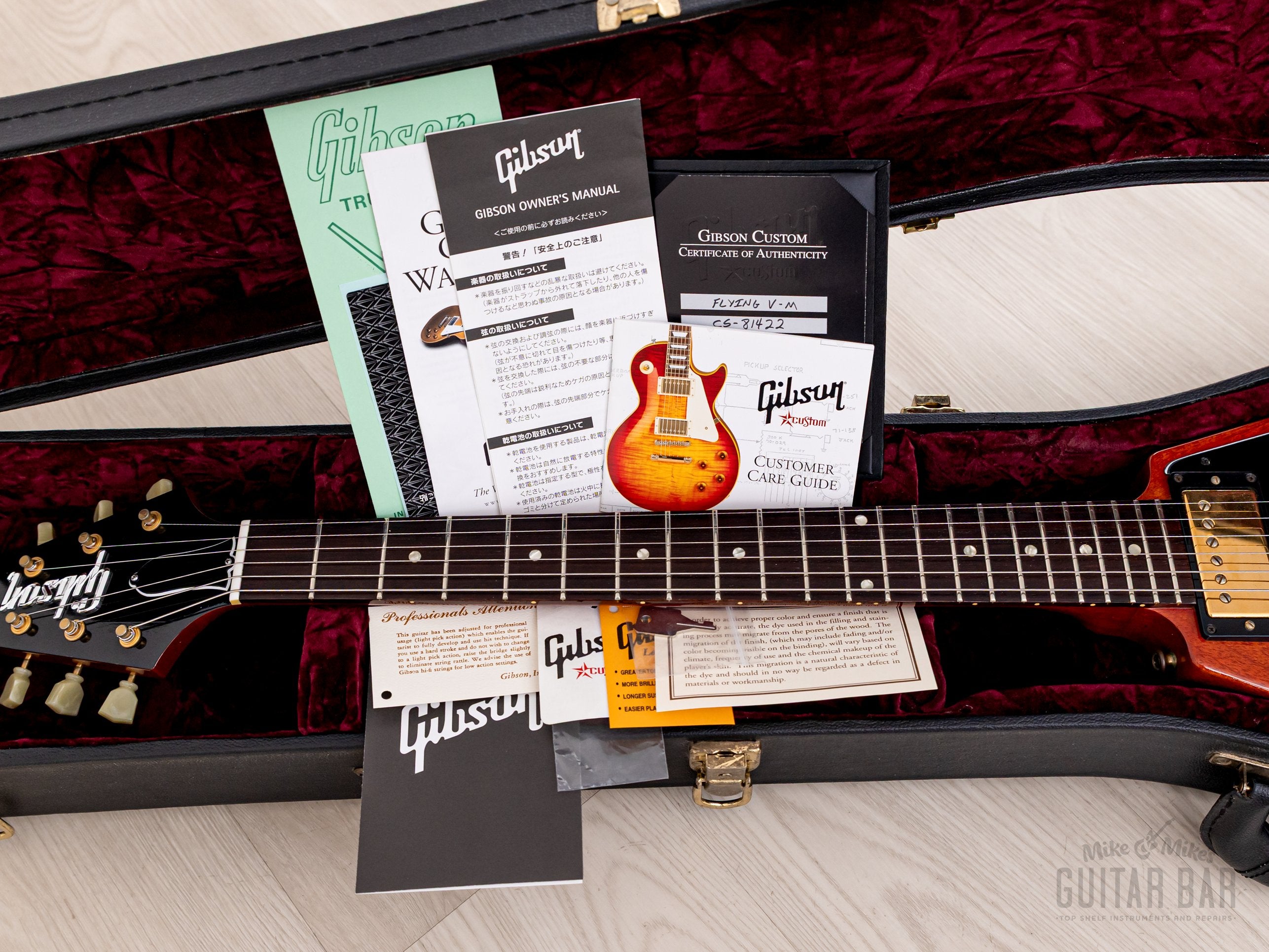 2008 Gibson Custom Shop Historic 1958 Flying V Mahogany VOS (Cherry) w/ 57 Classic PAFs, COA, Hangtags & Case