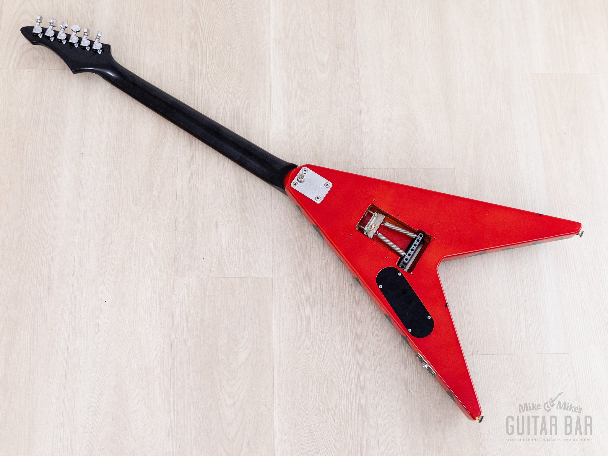 1980s Aria Pro II XX Deluxe Flying V Partscaster Orange With Black Zeb