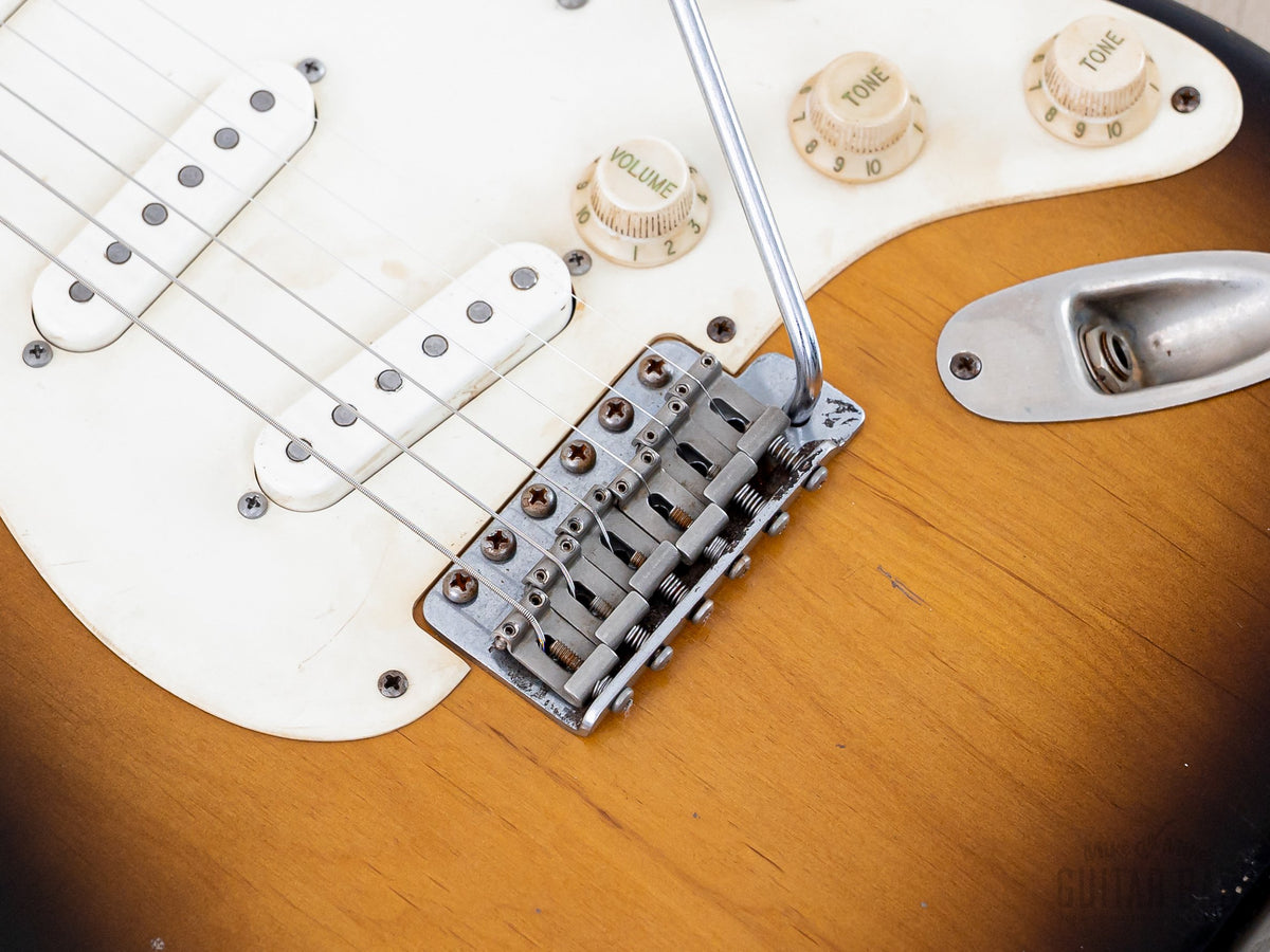 2018 Danocaster S-style '56 Sunburst Relic, bridge close-up
