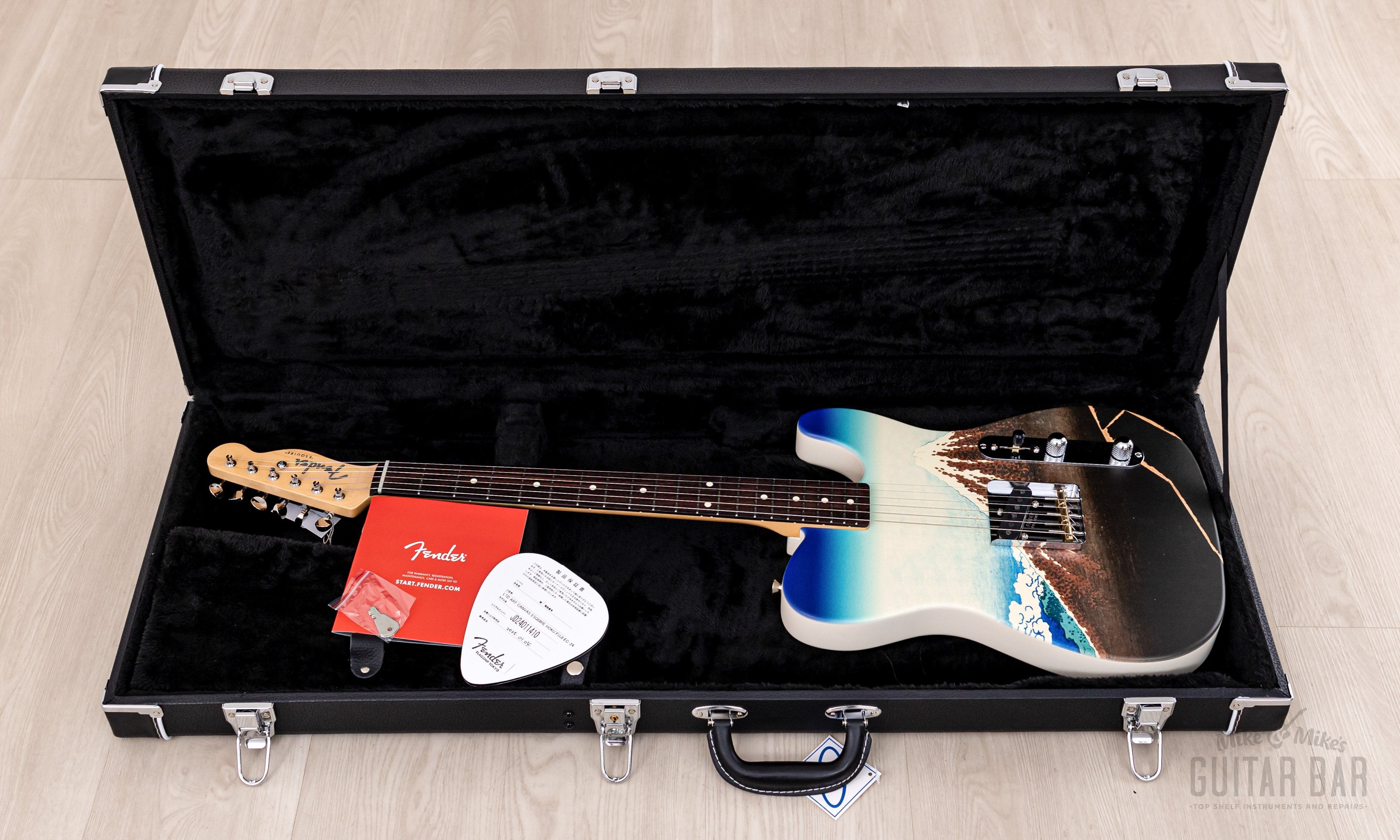 2024 Fender Japan Art Canvas Esquire Katsushika Hokusai Fuji, Mint w/