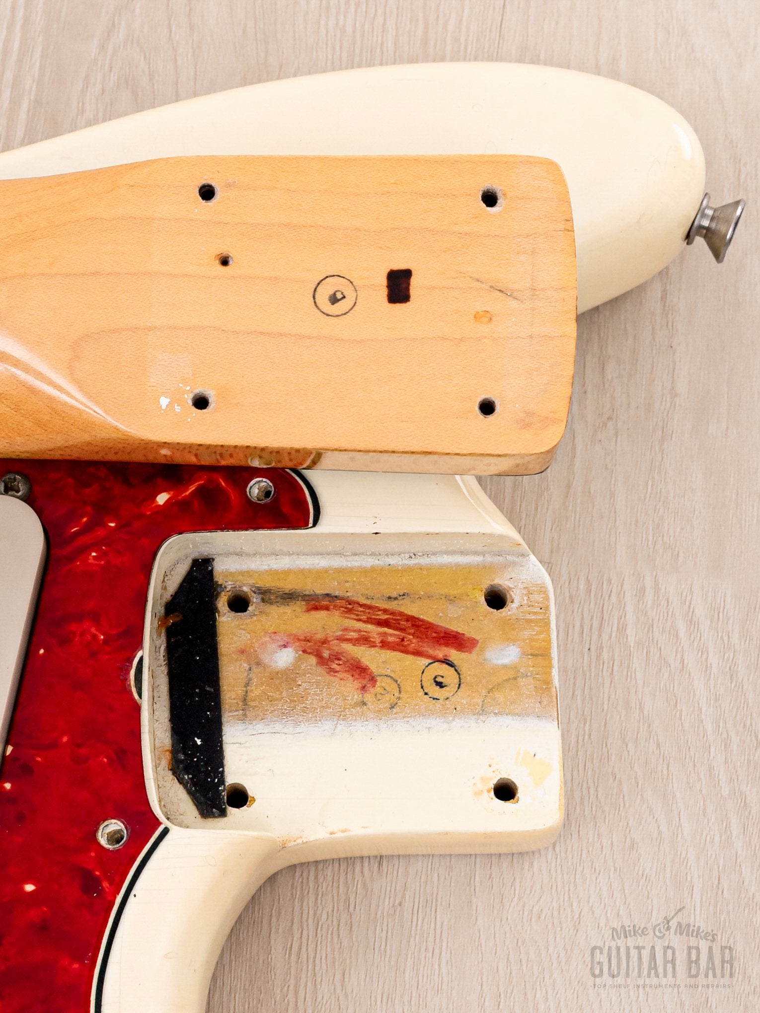 1966 Fender Mustang Vintage Offset Electric Guitar Olympic White 100% Original w/ Slab Brazilian Board, Case