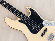 2011 Fender Aerodyne Jazz Bass PJ Vintage White, bound body front with control plate