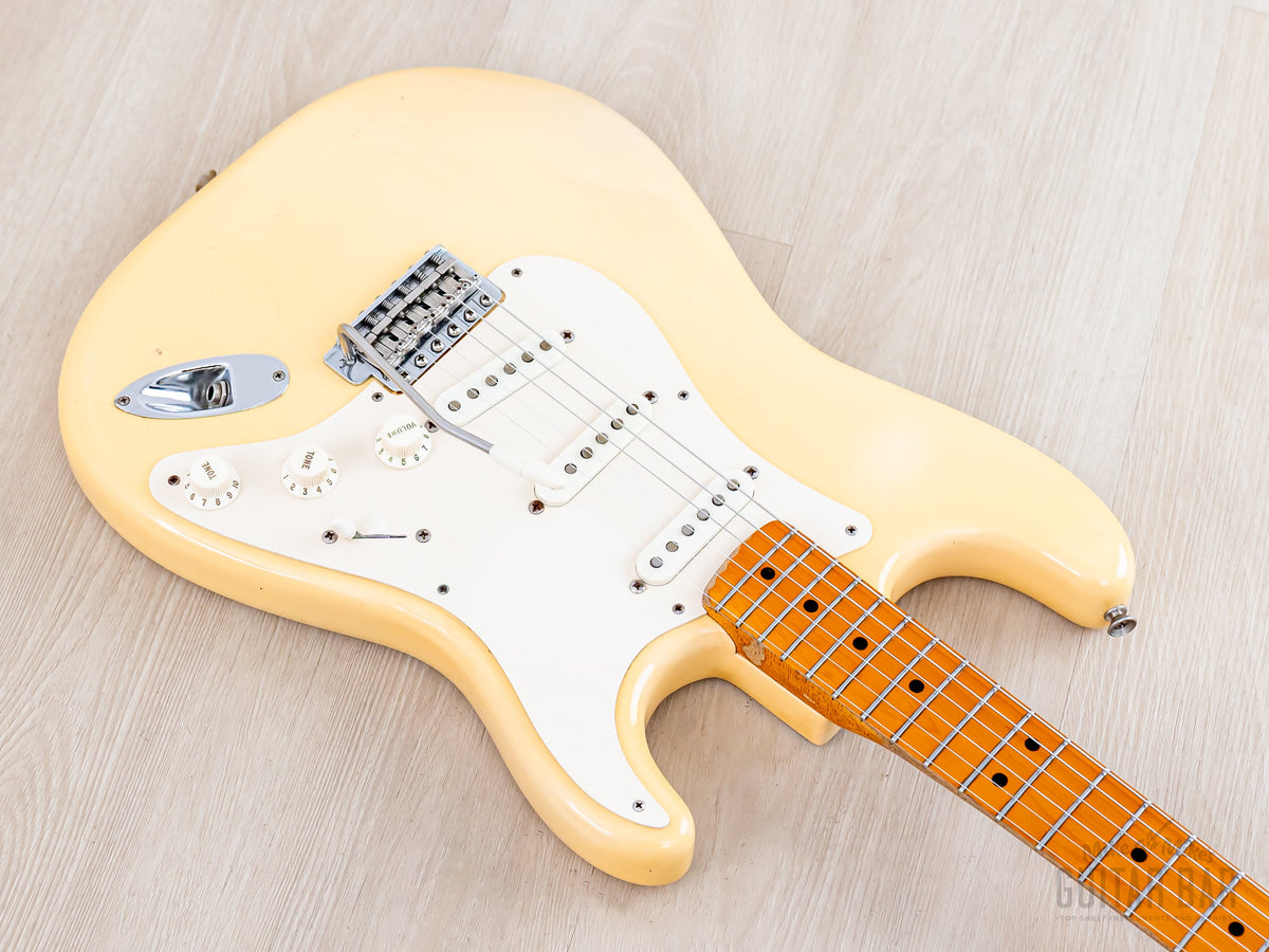 Maple fretboard and body angled view