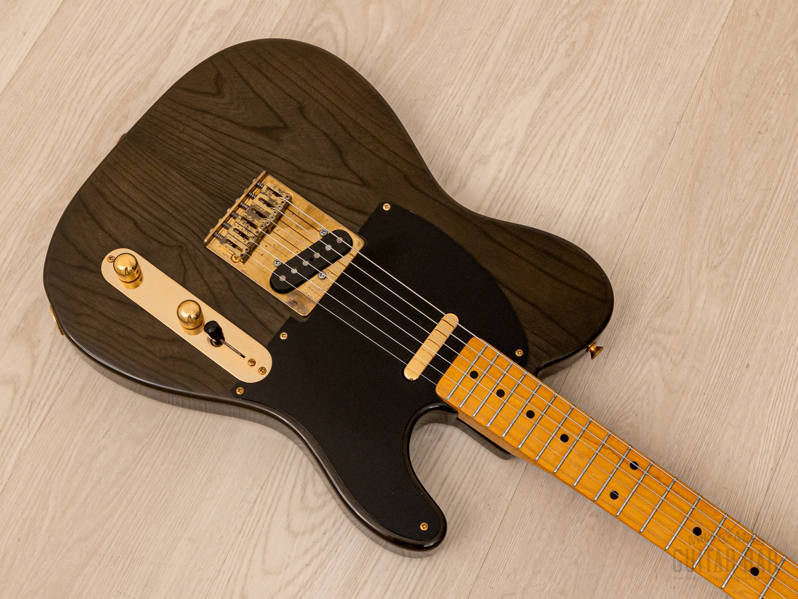 1990 Fender Order Made Telecaster Trans Black Ash w/ Gold Hardware & USA Pickups, Japan MIJ Fujigen