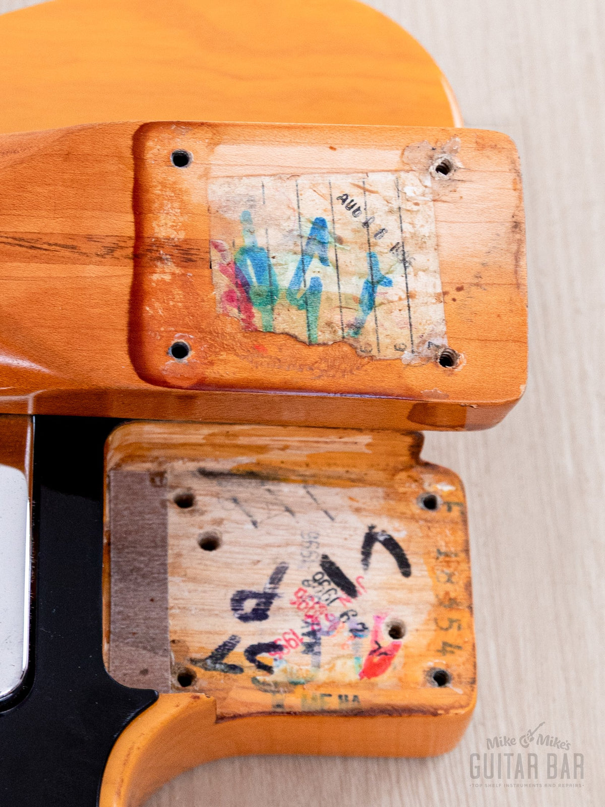 1996 Fender AV '52 Telecaster neck heel and body pocket markings
