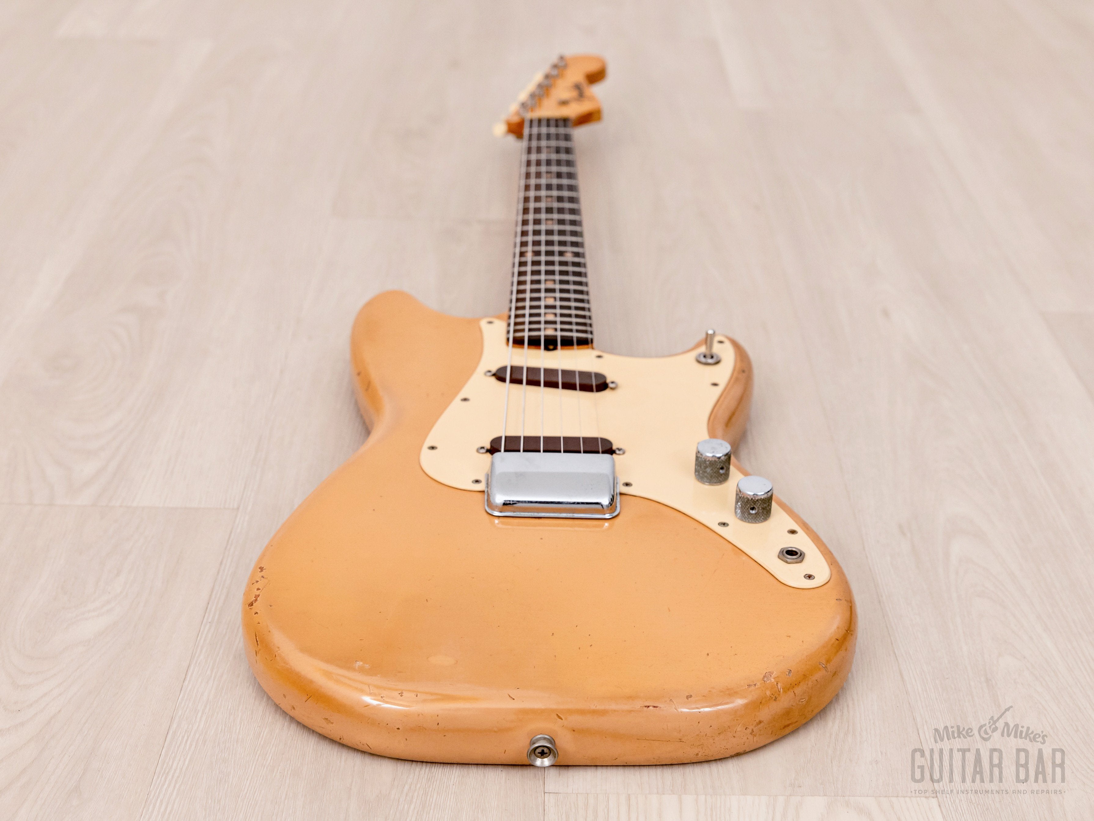 1960 Fender Duo Sonic Pre-CBS Vintage Guitar Desert Sand Slab Board w/ Bulwin Case, Cable