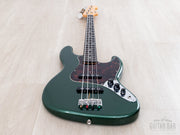 2023 Fender Traditional '60s Jazz Bass Aged Sherwood Green Metallic, front view from the strap-button end