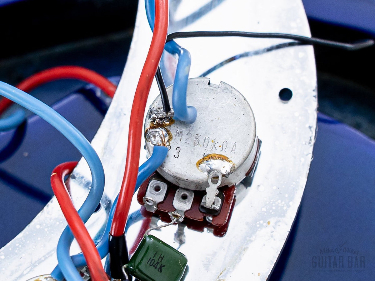 Close-up of pots and wiring harness