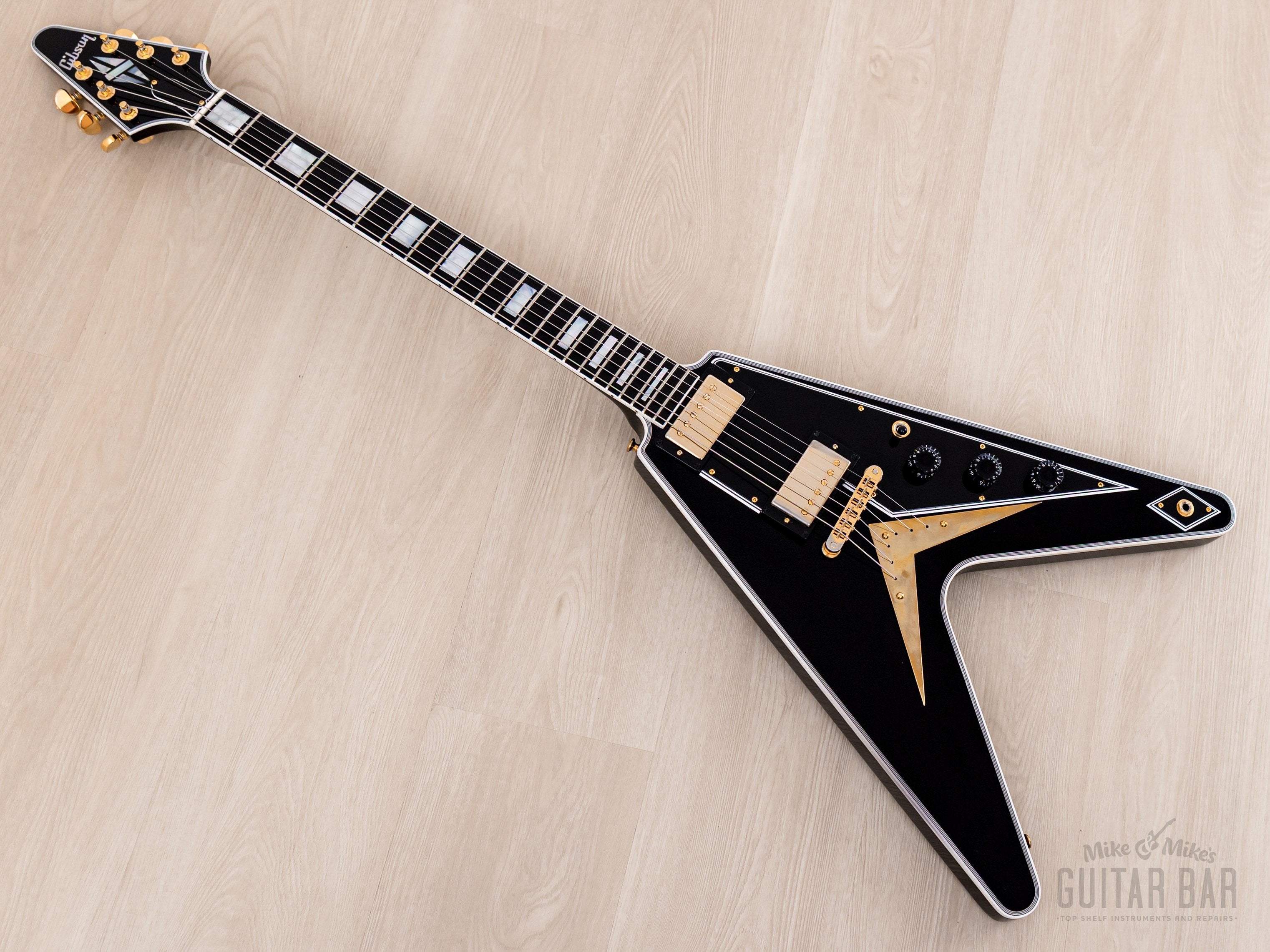 2022 Gibson Custom Shop Flying V Custom Black Beauty w/ Case, Tags & COA