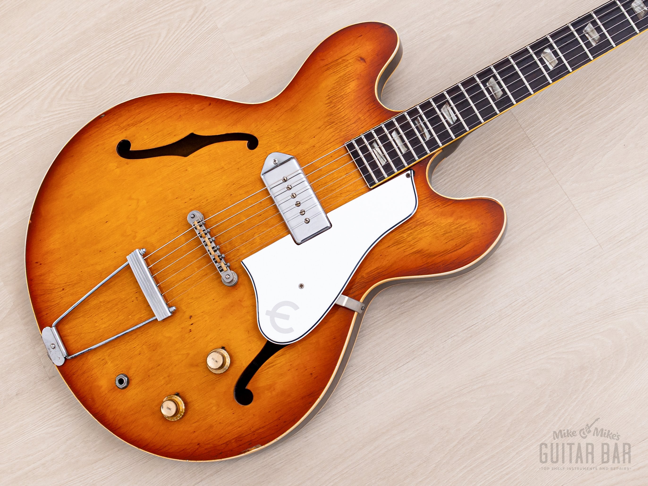 1965 Epiphone Casino E-230T Vintage Thinline Hollowbody Guitar Sunburst w/ P-90, Case