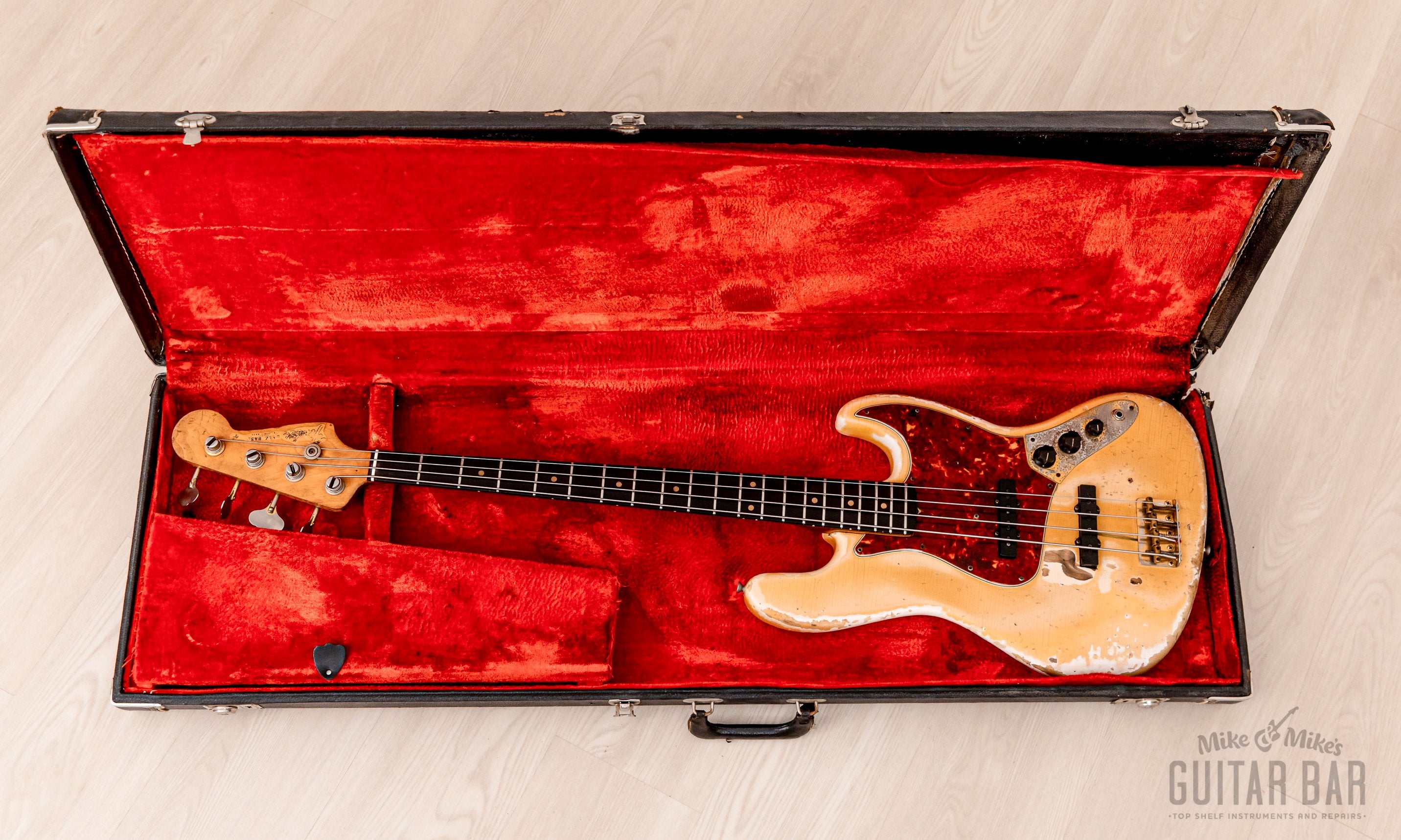 1964 Fender Jazz Bass Pre-CBS Vintage Bass Olympic White w/ Gold Hardware, Case