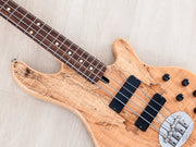 Close-up of spalted maple top and two soapbar pickups