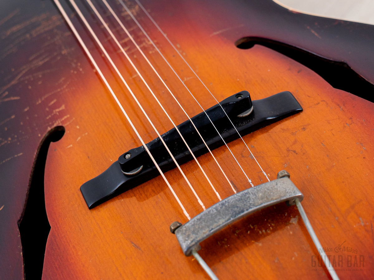 1937 Gibson L-37 compensated ebony bridge and trapeze tailpiece
