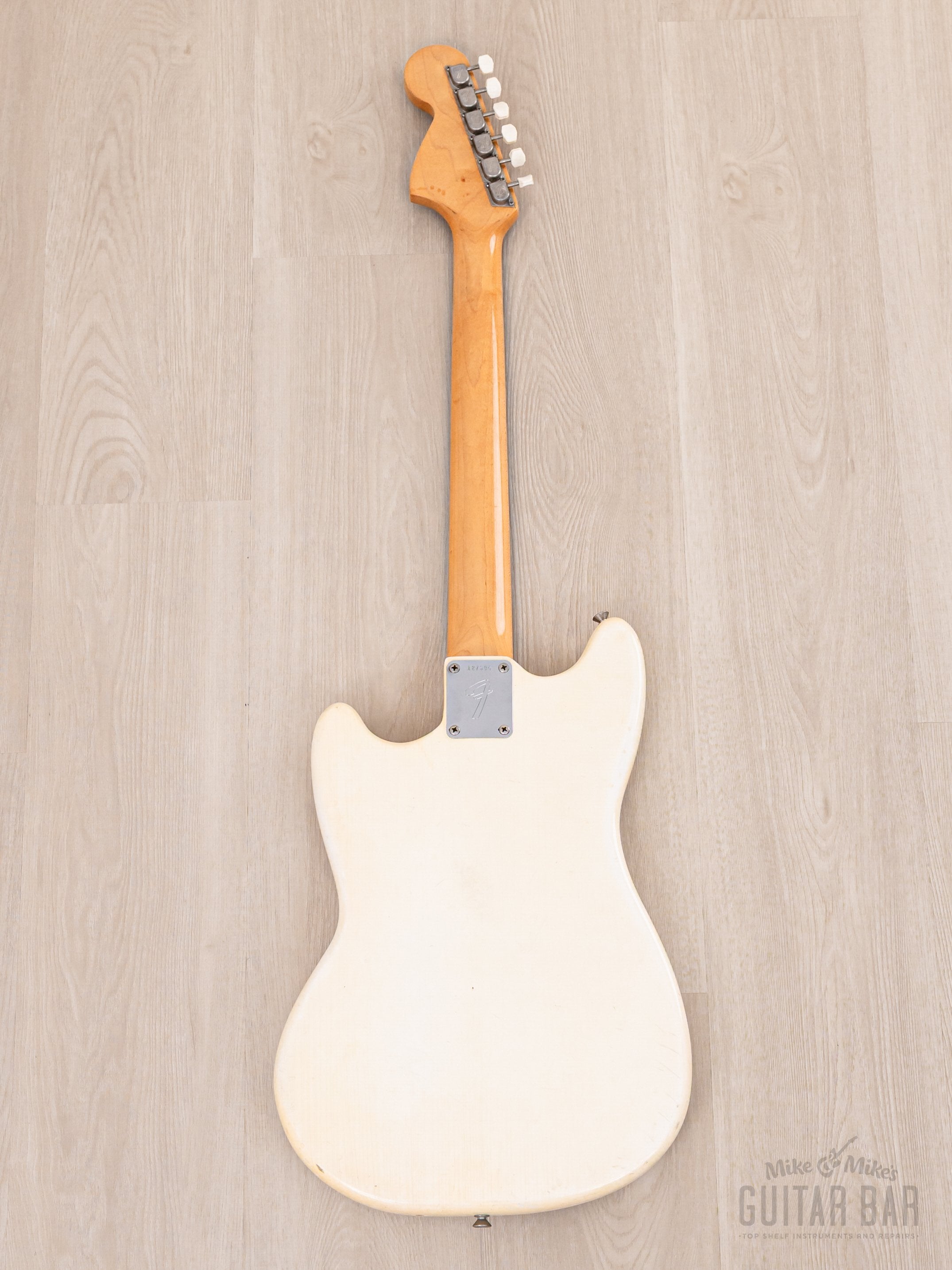 1966 Fender Mustang Vintage Offset Electric Guitar Olympic White 100% Original w/ Slab Brazilian Board, Case
