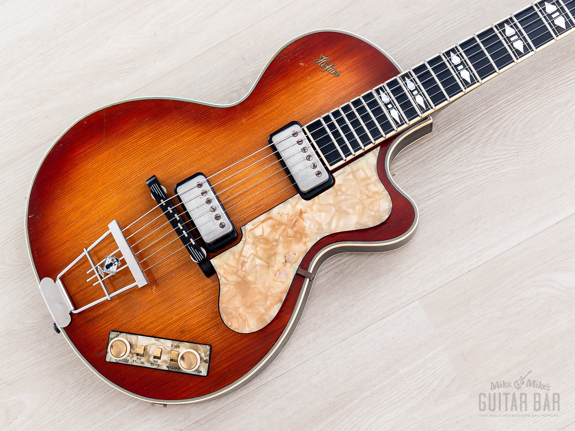 1961 Hofner Club 60 Model 128 Vintage Hollowbody Guitar Brunette w/ Ca