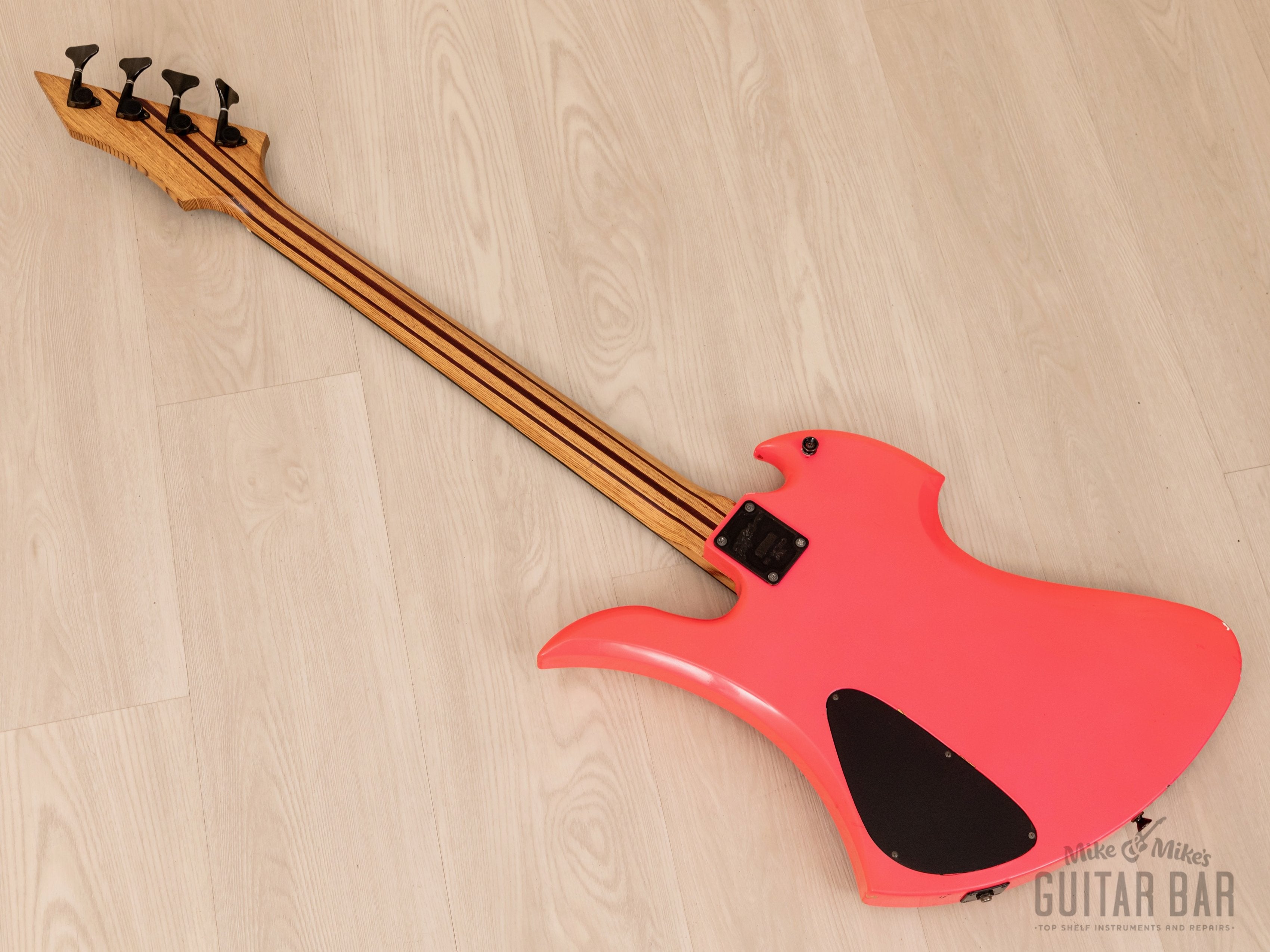 1990 B.C. Rich Mockingbird Bass MB-857S Vintage PJ Bass Pink, Japan