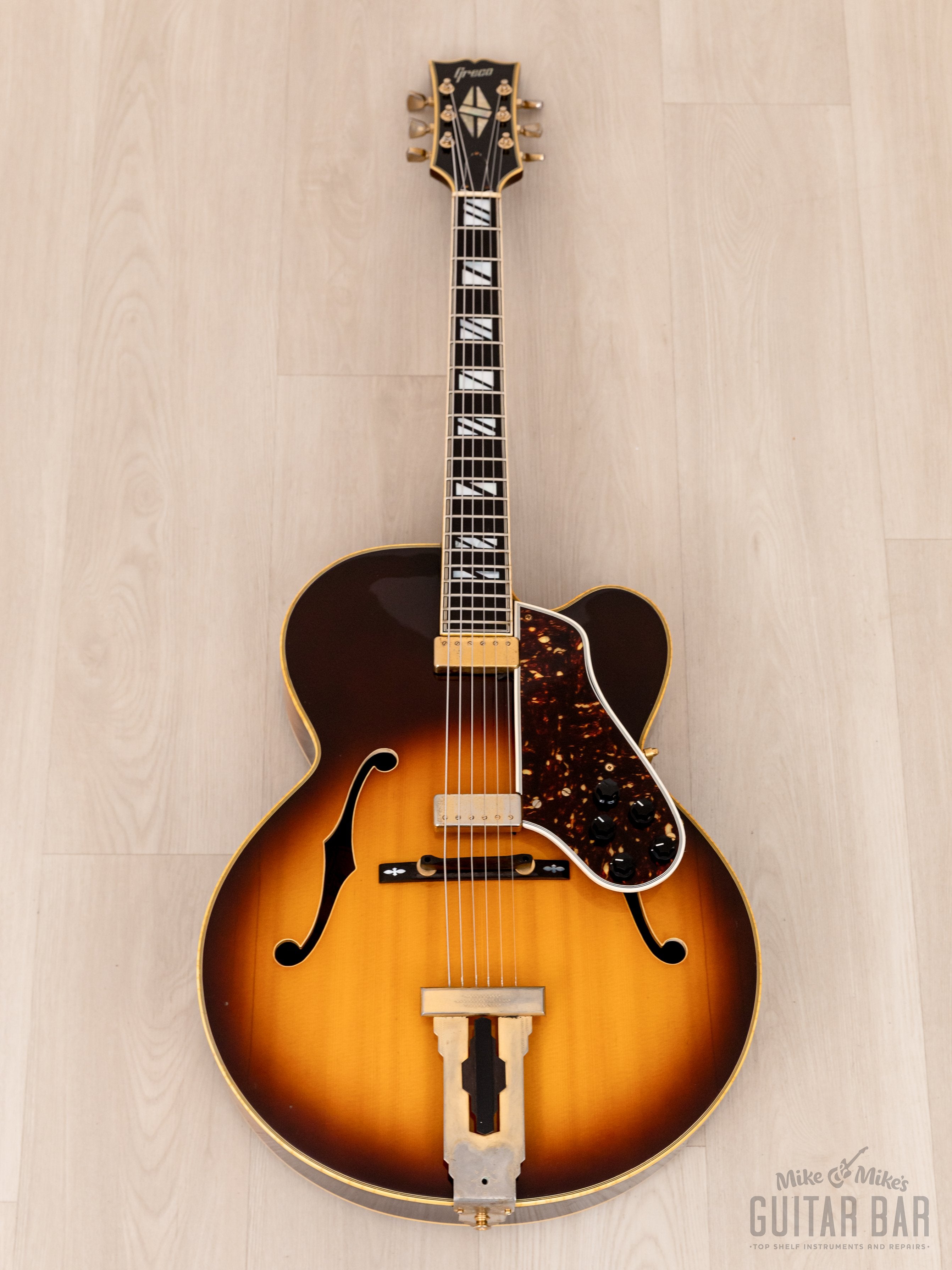 1976 Greco J-115 Vintage Johnny Smith Archtop Guitar Sunburst 100% Original, Japan Fujigen